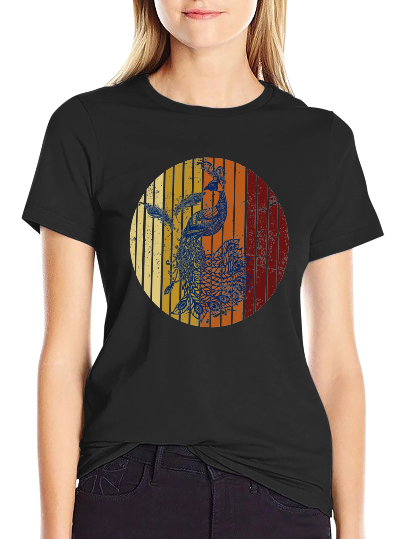 Retro Peacock Graphic Tee - Stylish & Unique Design