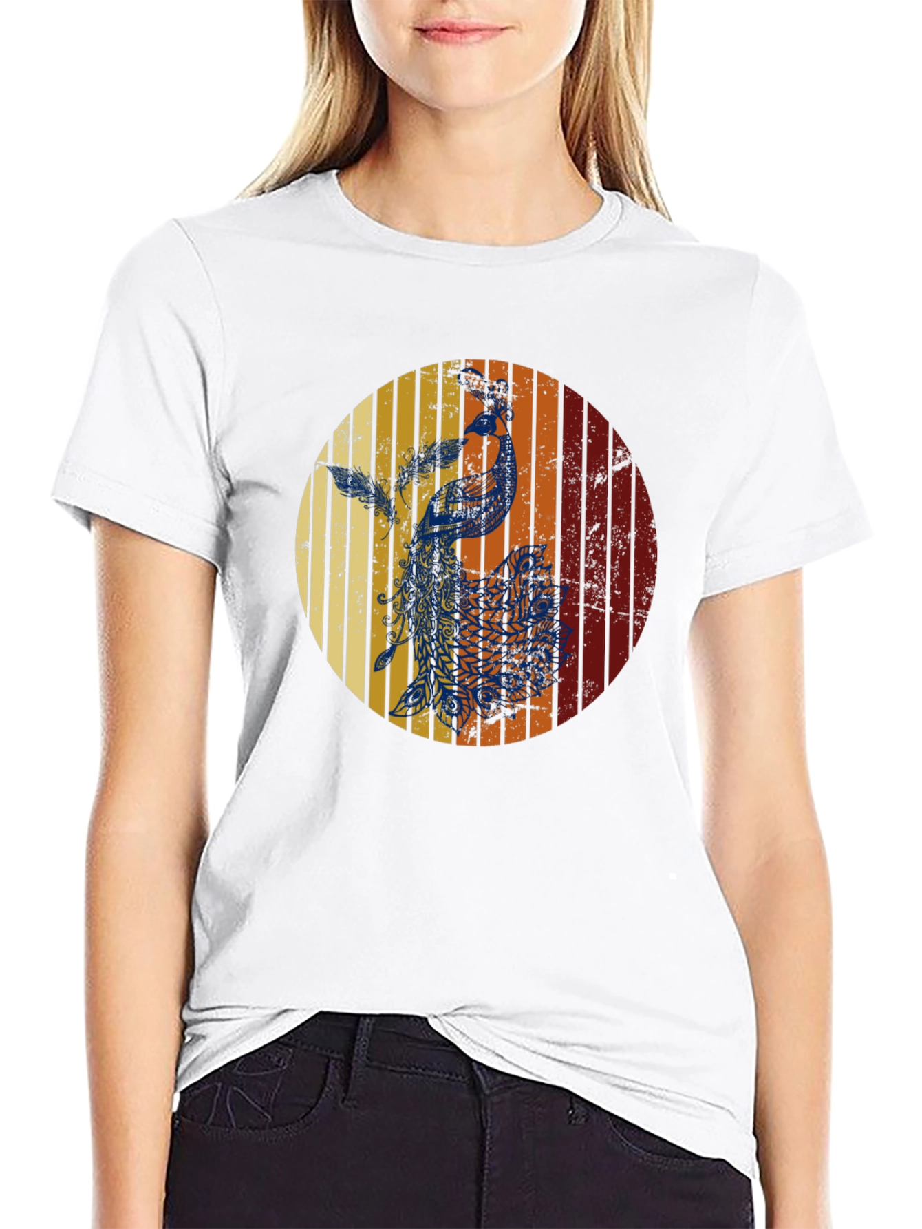 Retro Peacock Graphic Tee - Stylish & Unique Design