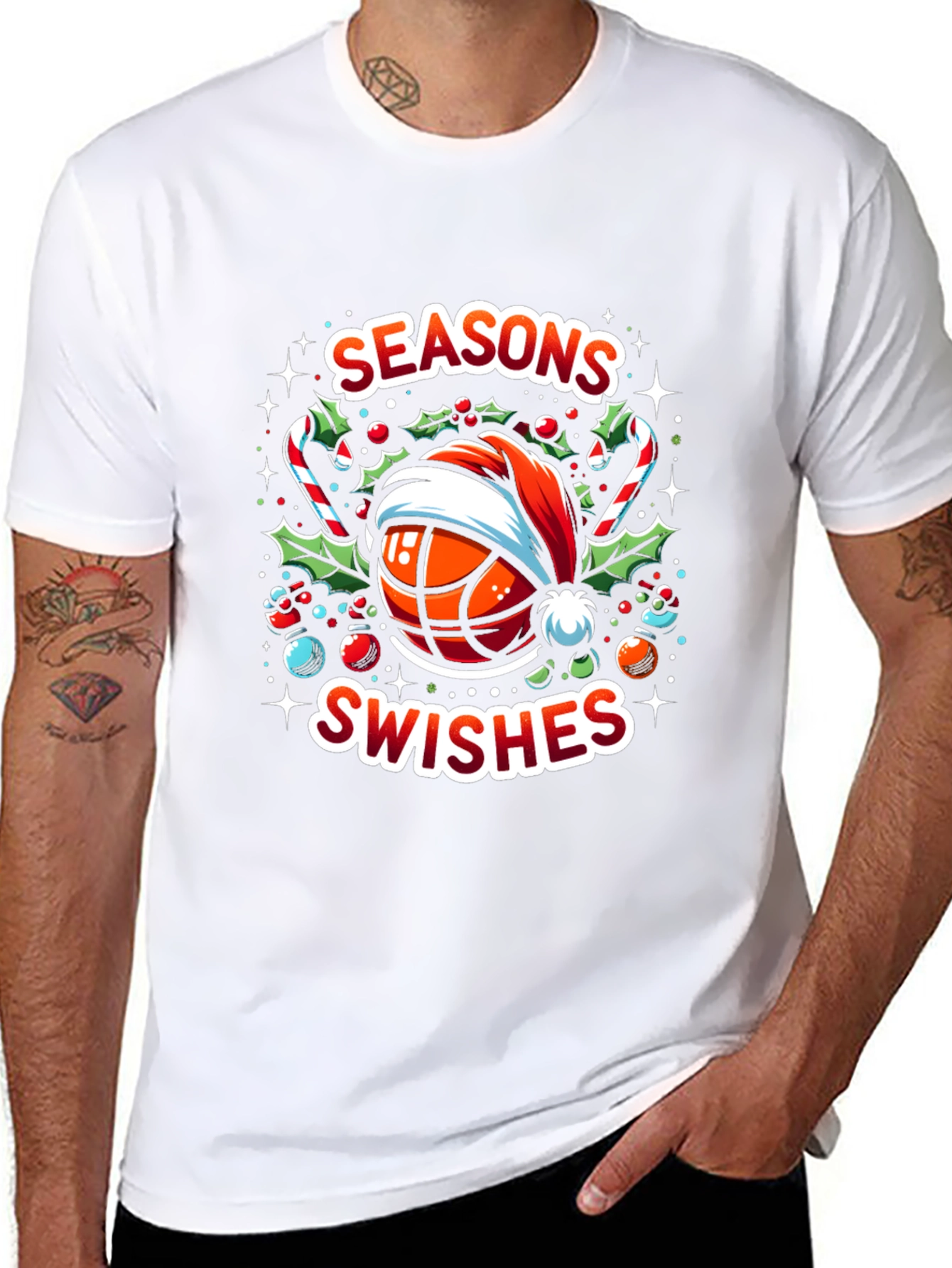 Seasons Swishes Holiday Basketball T-Shirt