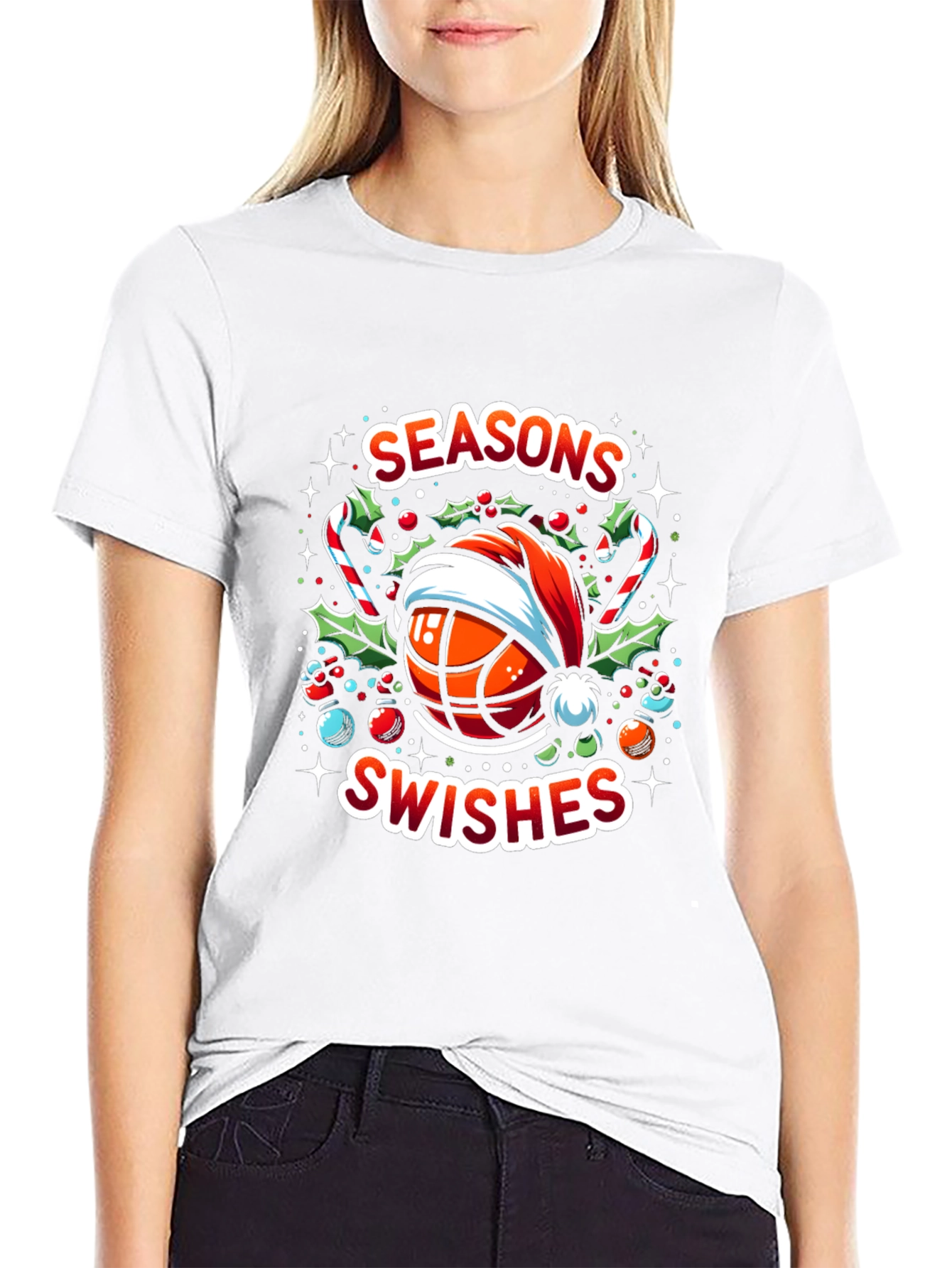 Seasons Swishes Holiday Basketball T-Shirt