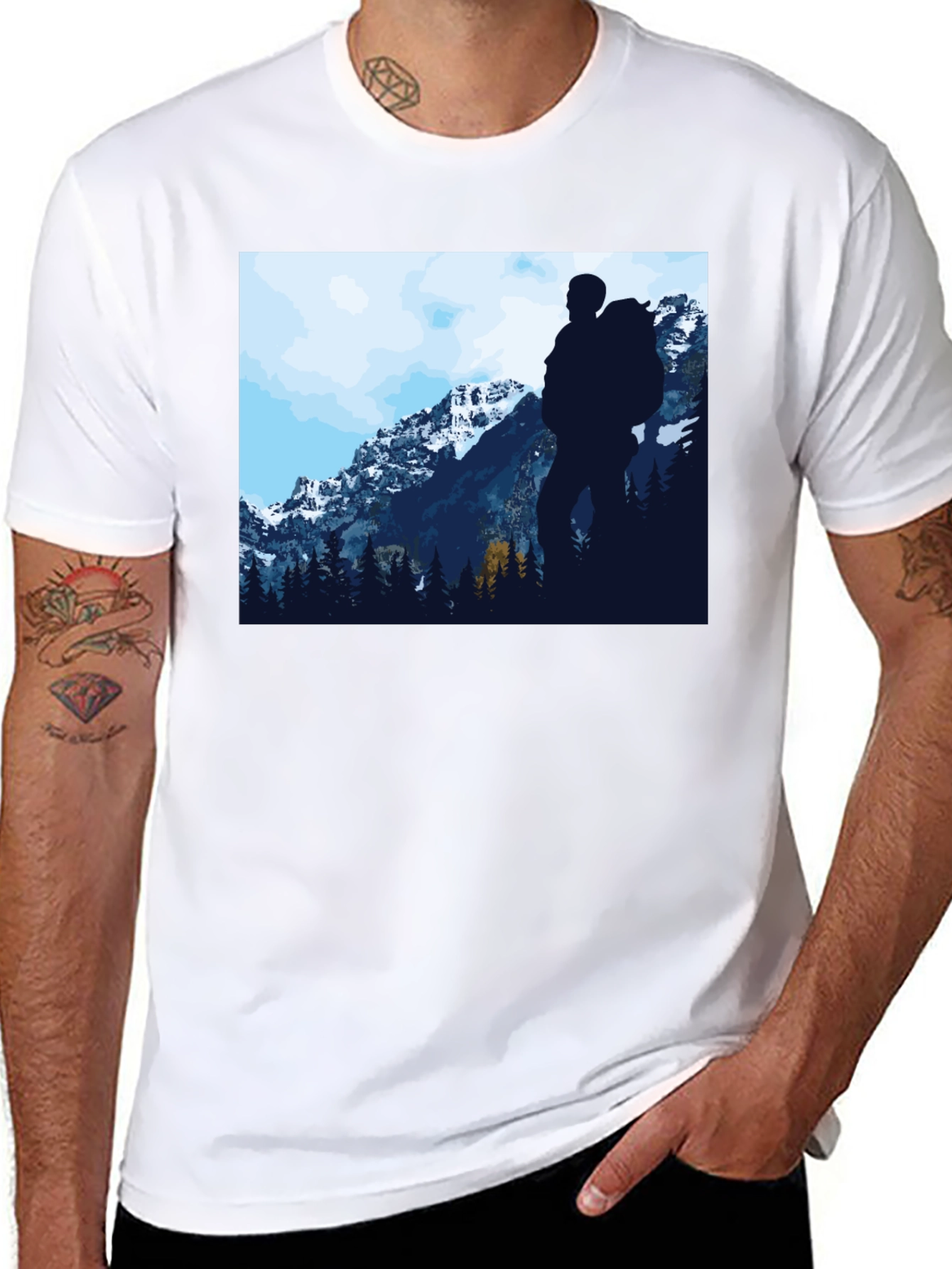 Nature Hiker Graphic Tee - Black Casual T-Shirt