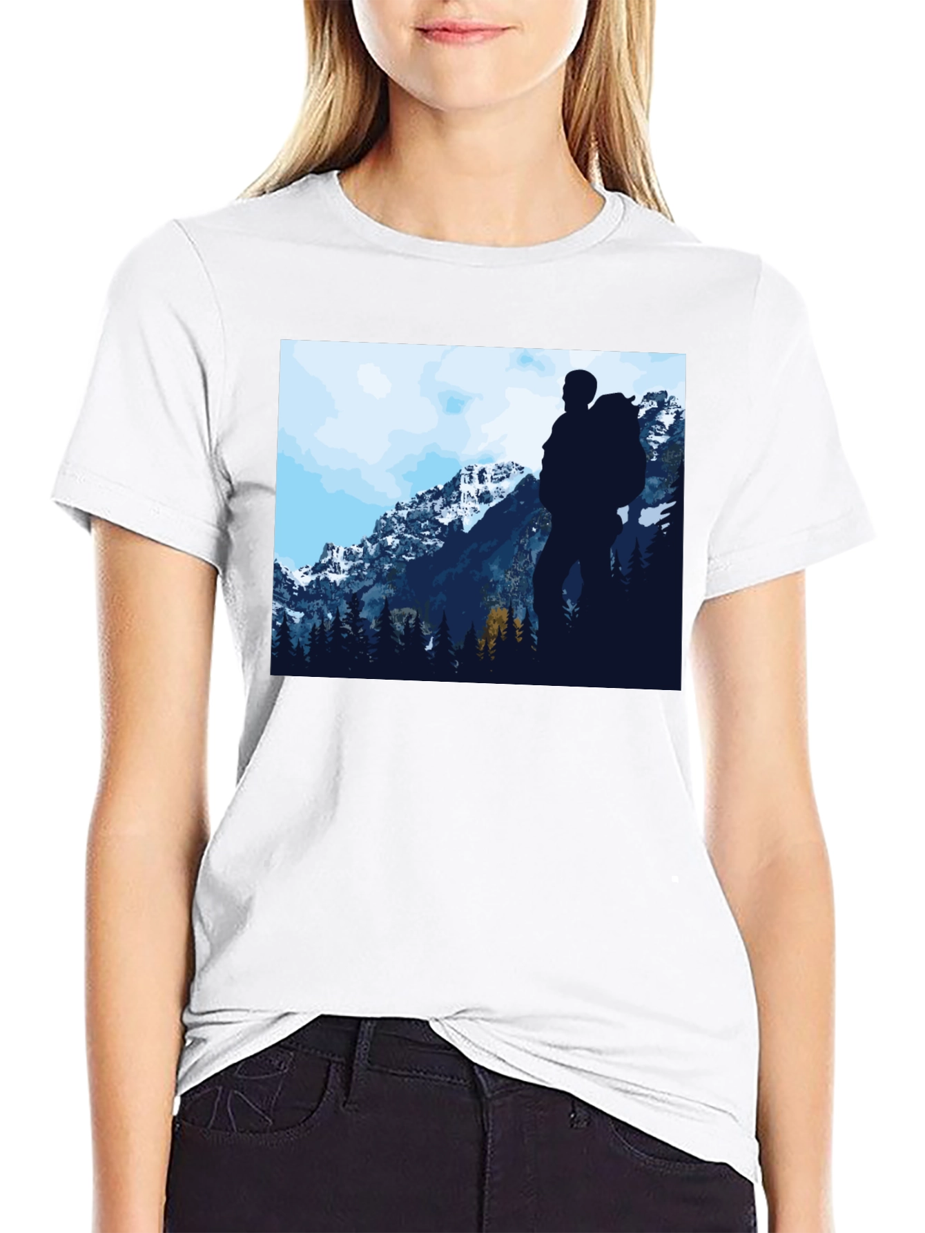 Nature Hiker Graphic Tee - Black Casual T-Shirt
