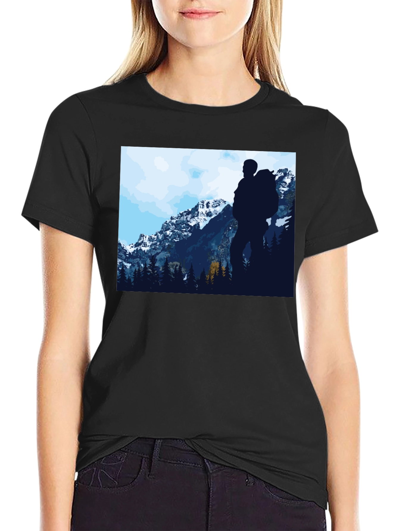 Nature Hiker Graphic Tee - Black Casual T-Shirt