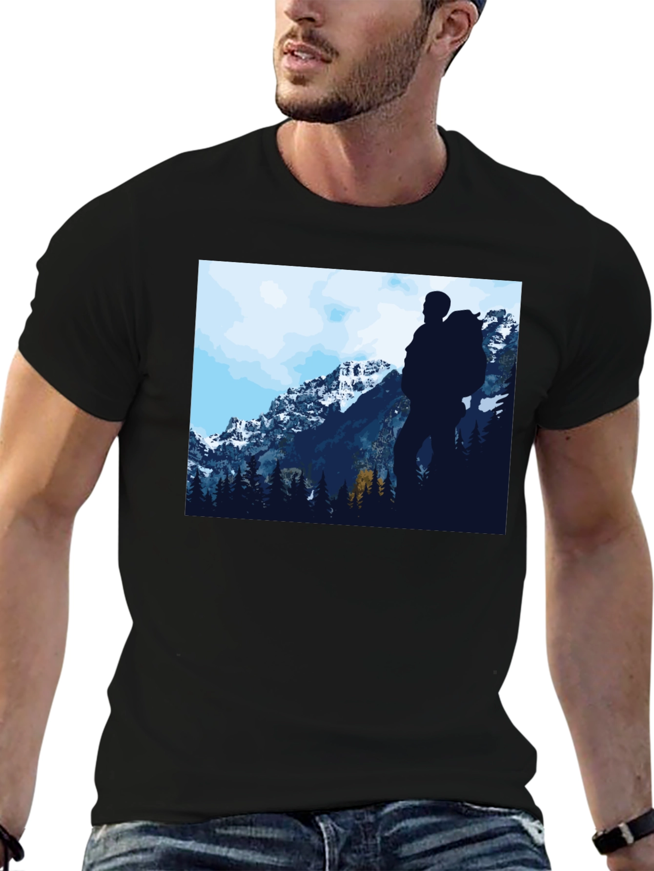 Nature Hiker Graphic Tee - Black Casual T-Shirt