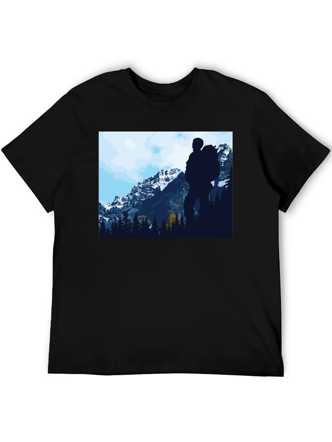 Nature Hiker Graphic Tee - Black Casual T-Shirt
