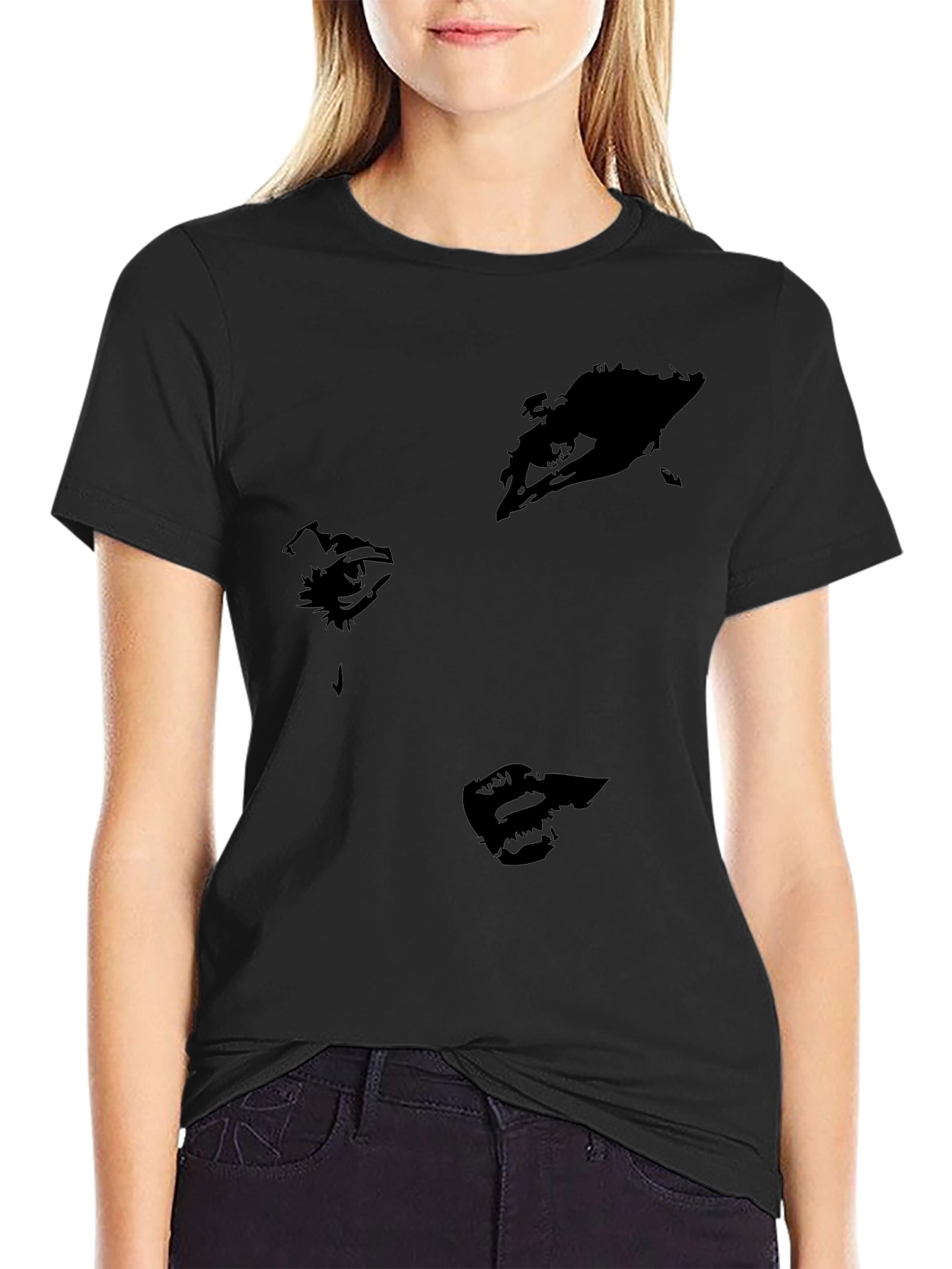 Abstract Face Graphic Black T-Shirt - Modern Style