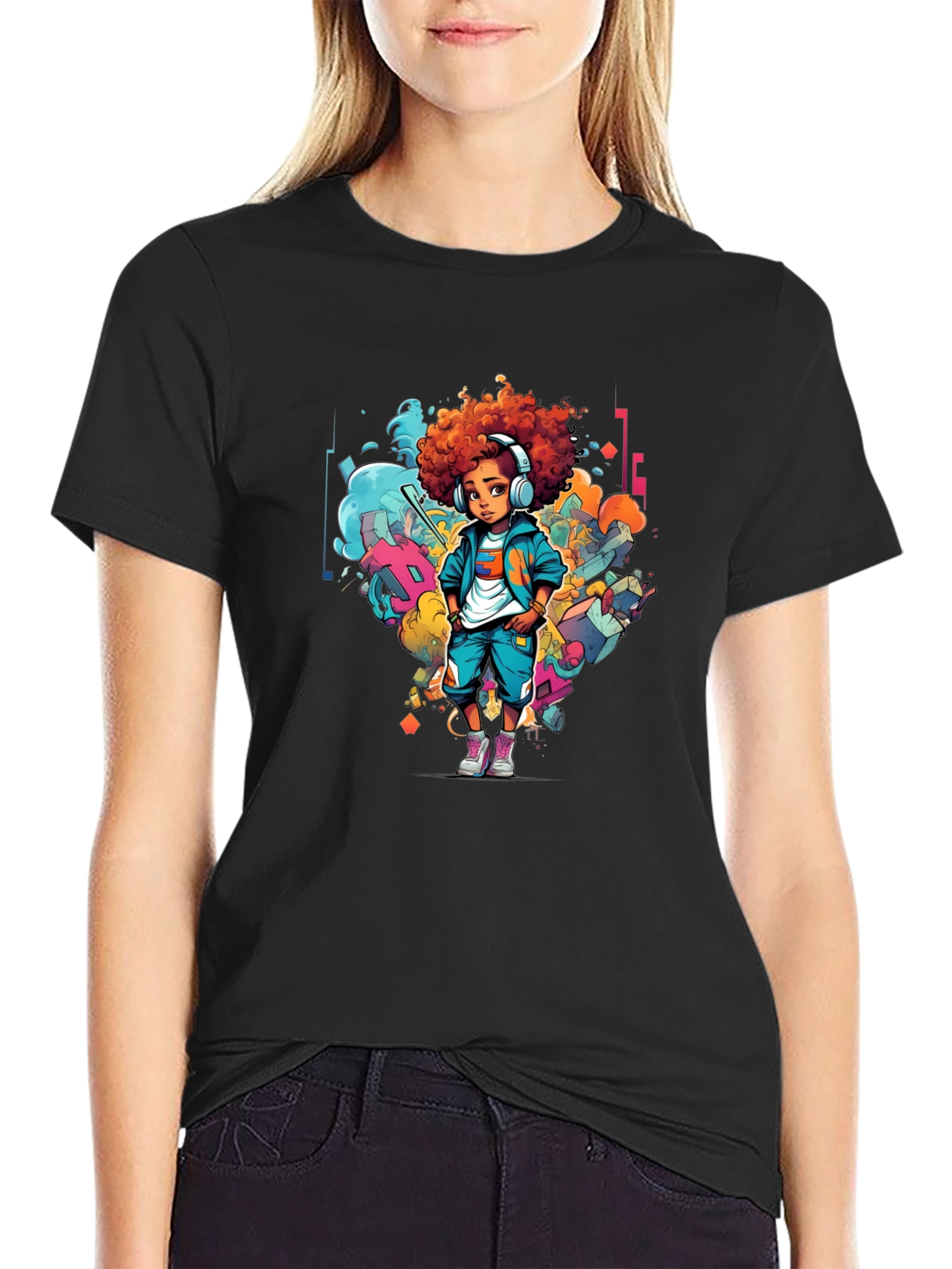 Cool Kid Graphic Print Black T-Shirt
