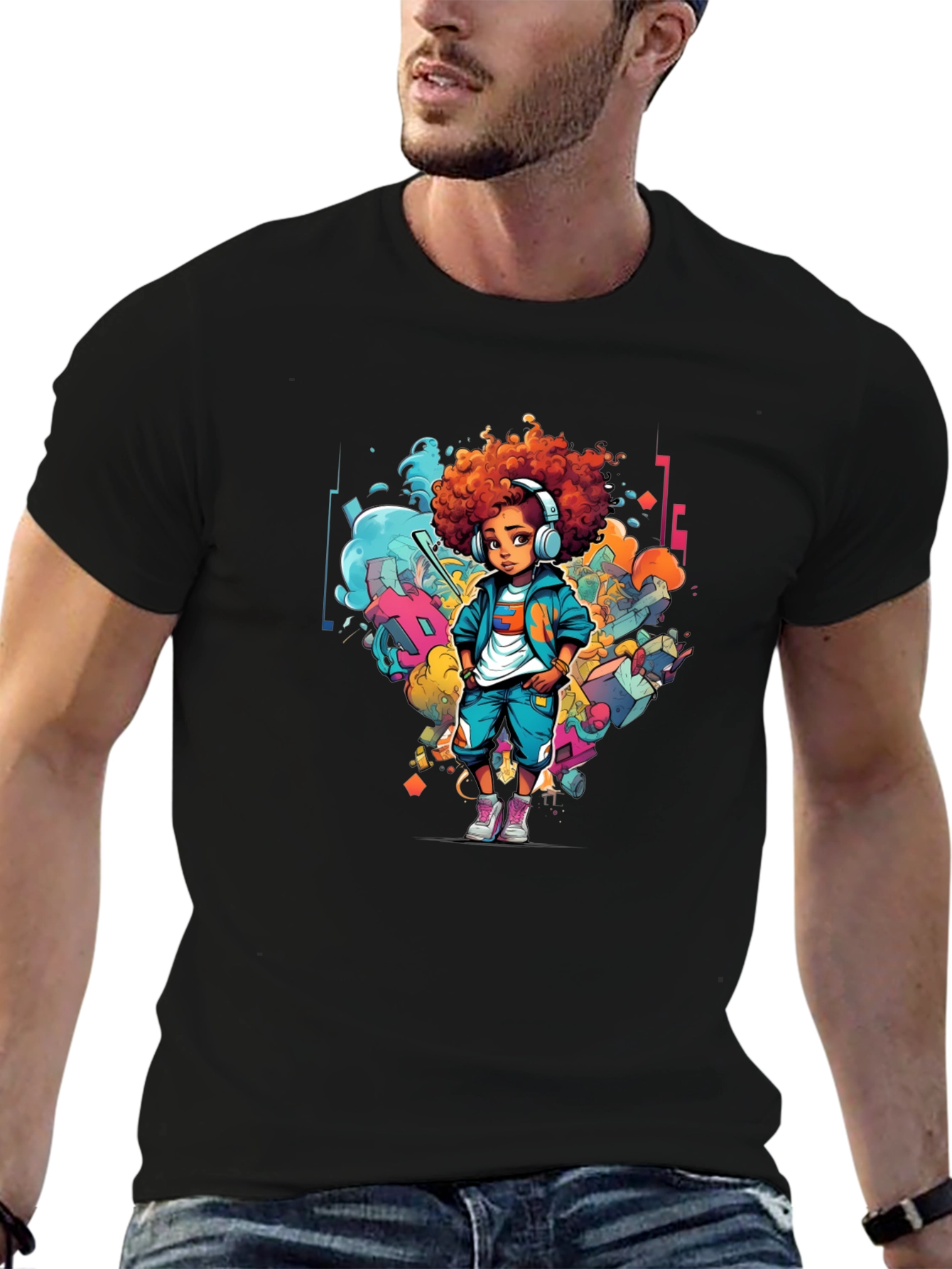 Cool Kid Graphic Print Black T-Shirt