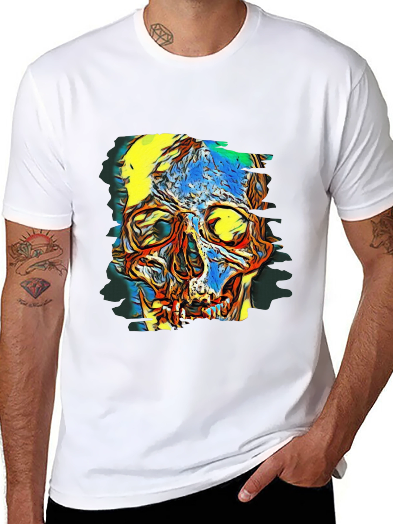 Abstract Skull Graphic Black T-Shirt