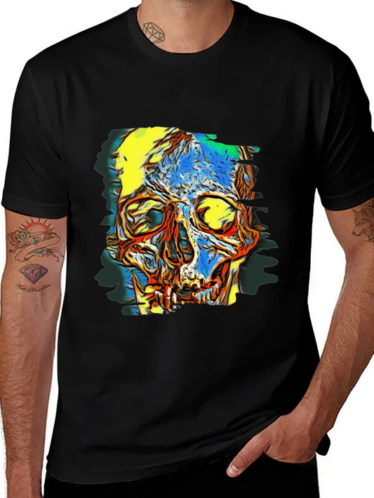 Abstract Skull Graphic Black T-Shirt