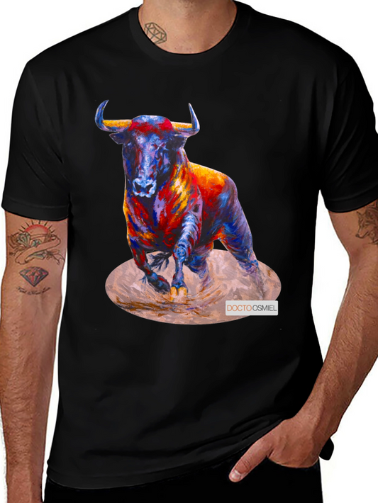 Bold Bull Graphic Tee - Vivid Animal Print