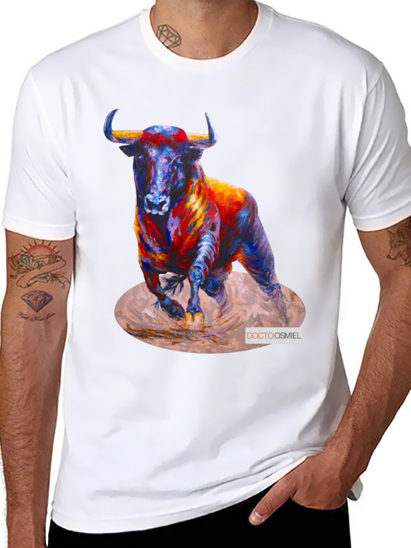 Bold Bull Graphic Tee - Vivid Animal Print