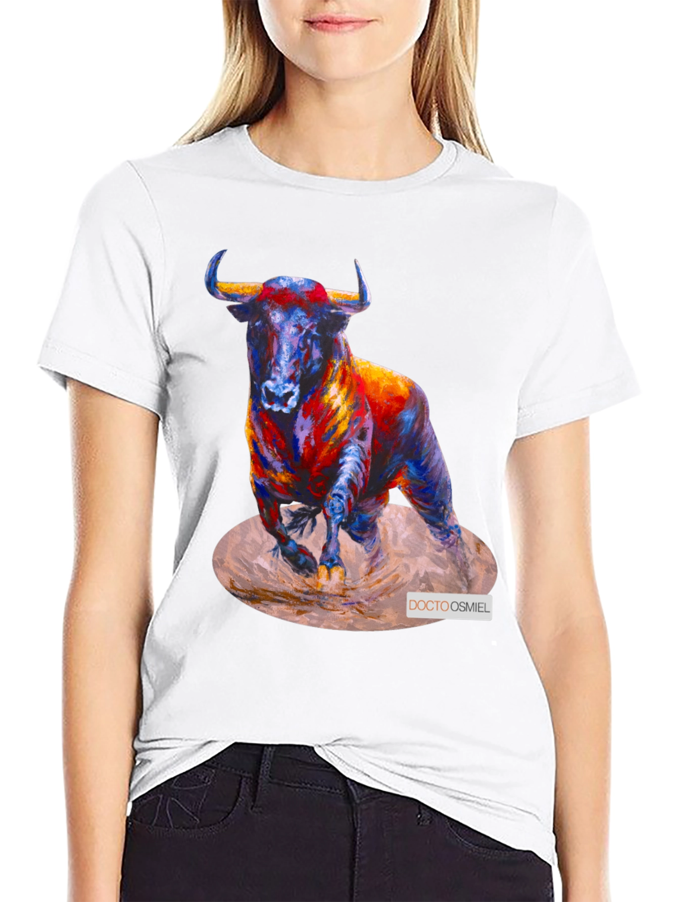 Bold Bull Graphic Tee - Vivid Animal Print