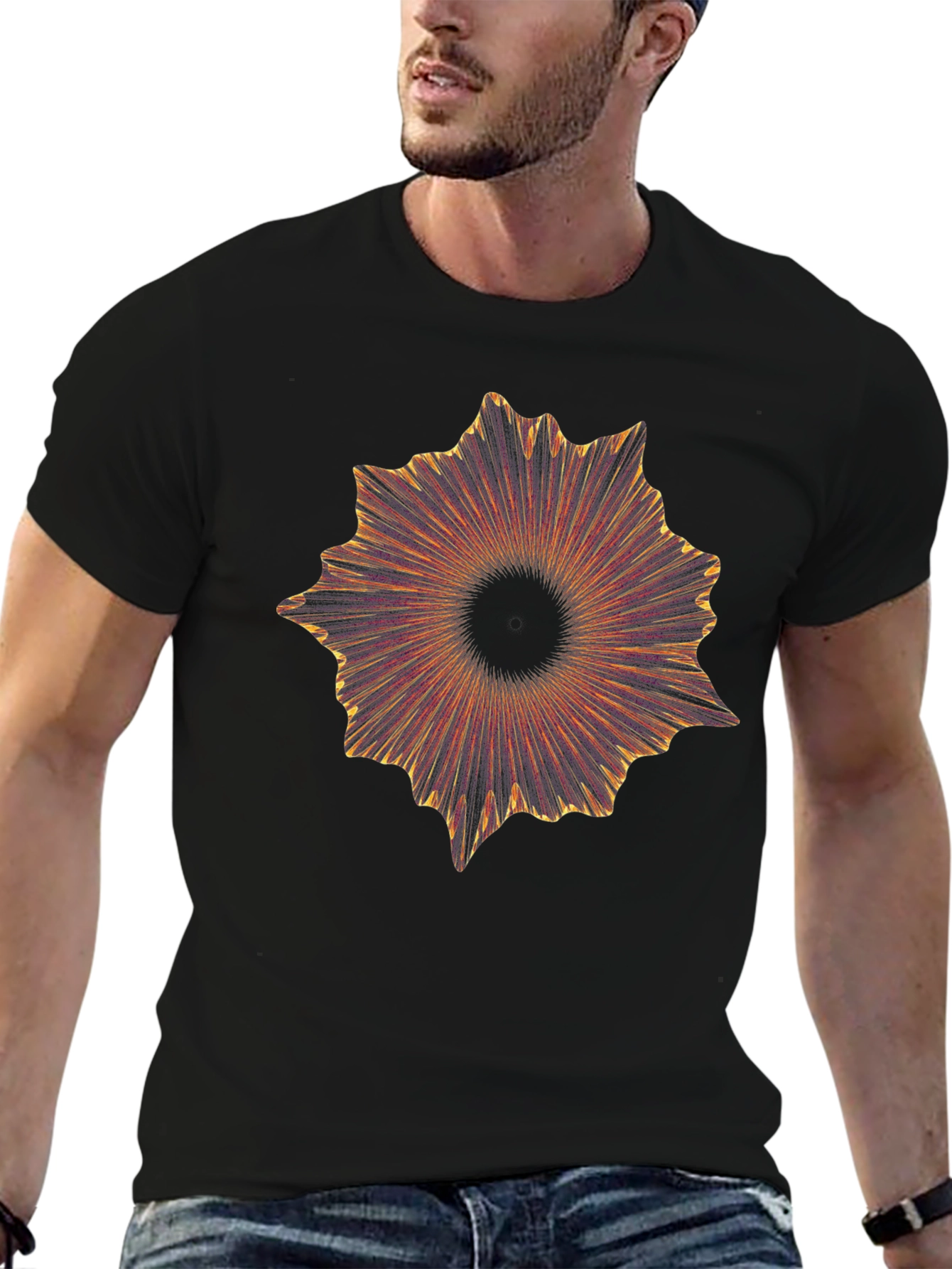 Abstract Burst Graphic Black T-Shirt