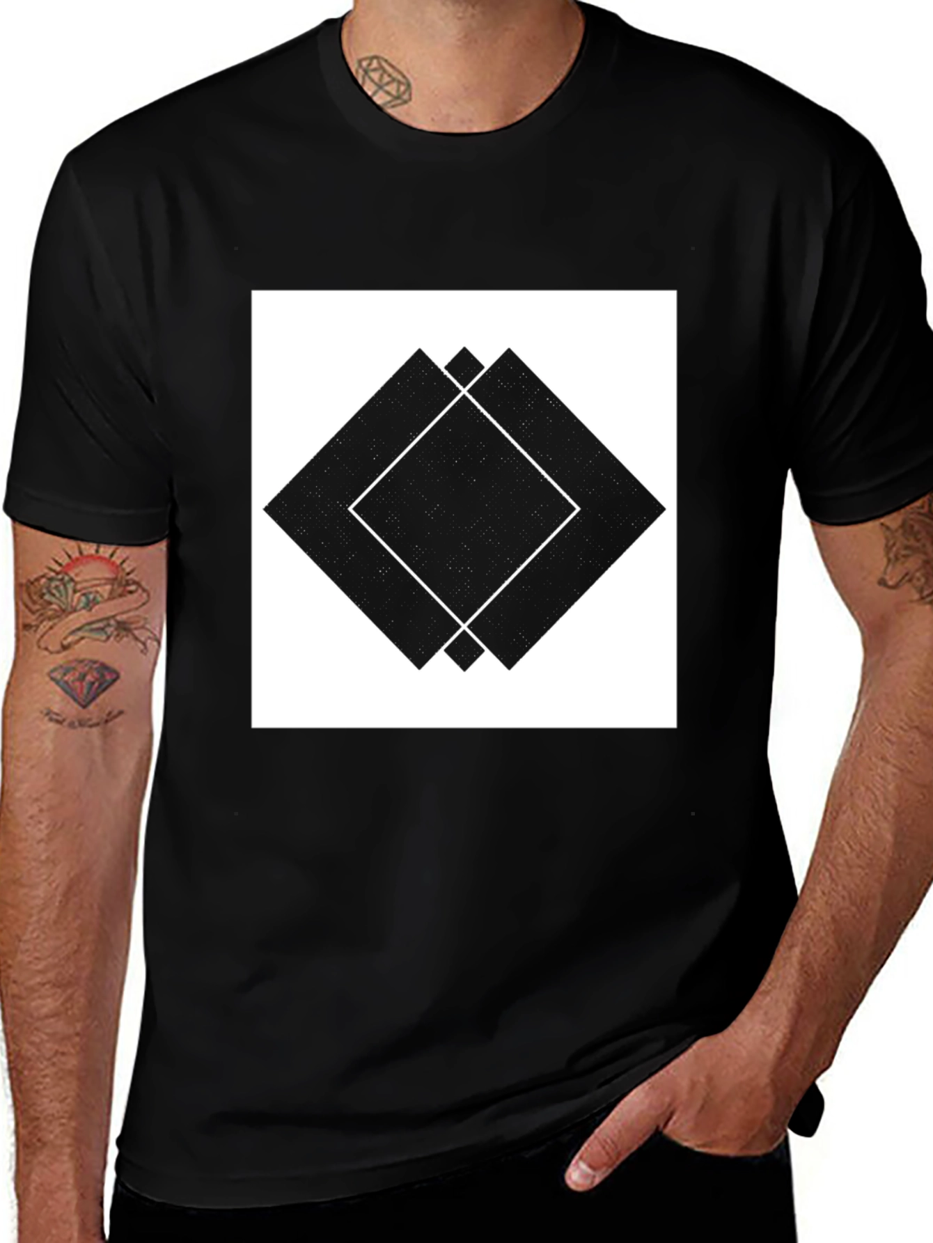 Geometric Diamond Black T-Shirt