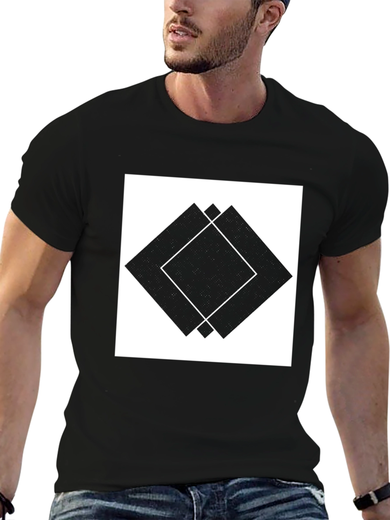 Geometric Diamond Black T-Shirt