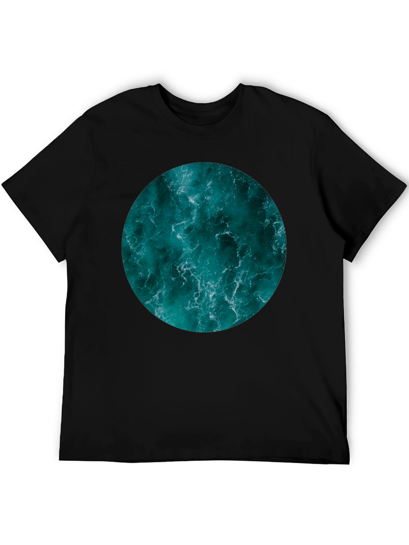 Ocean Print Black T-Shirt