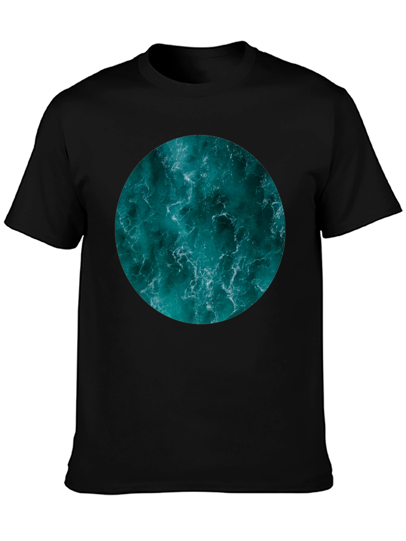 Ocean Print Black T-Shirt