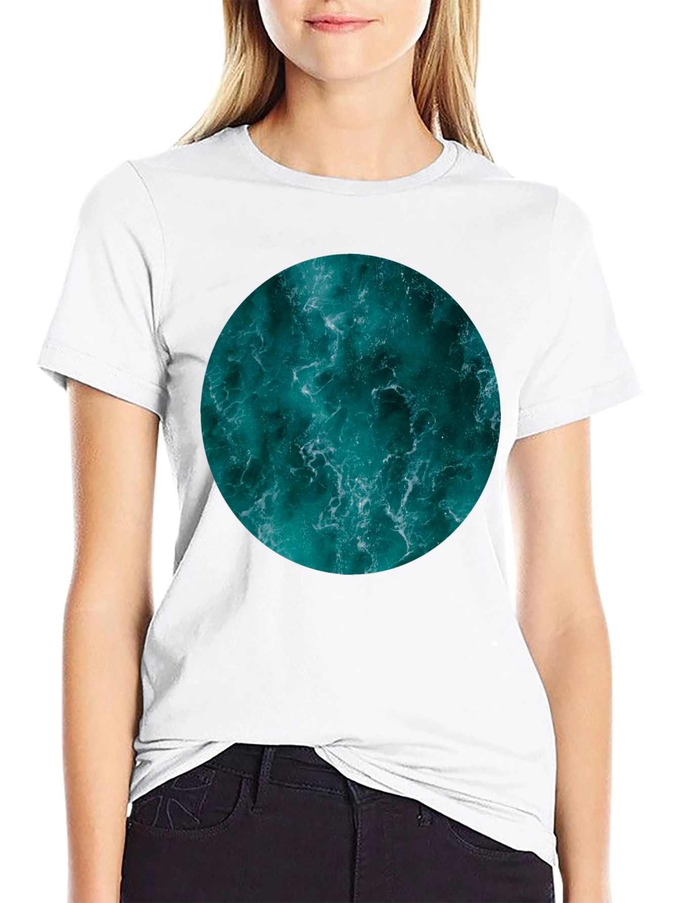 Ocean Print Black T-Shirt