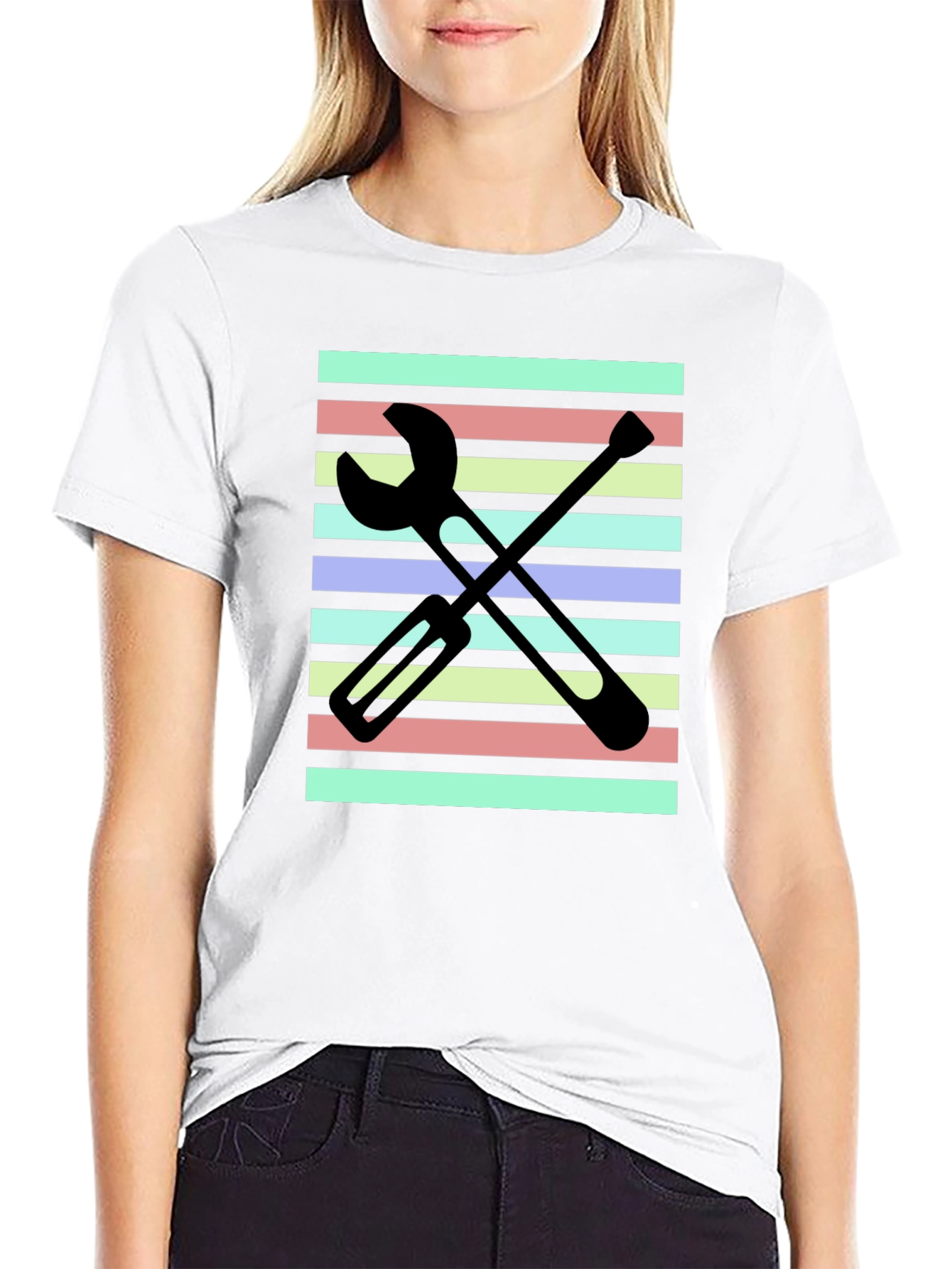 Striped Tools Graphic Tee