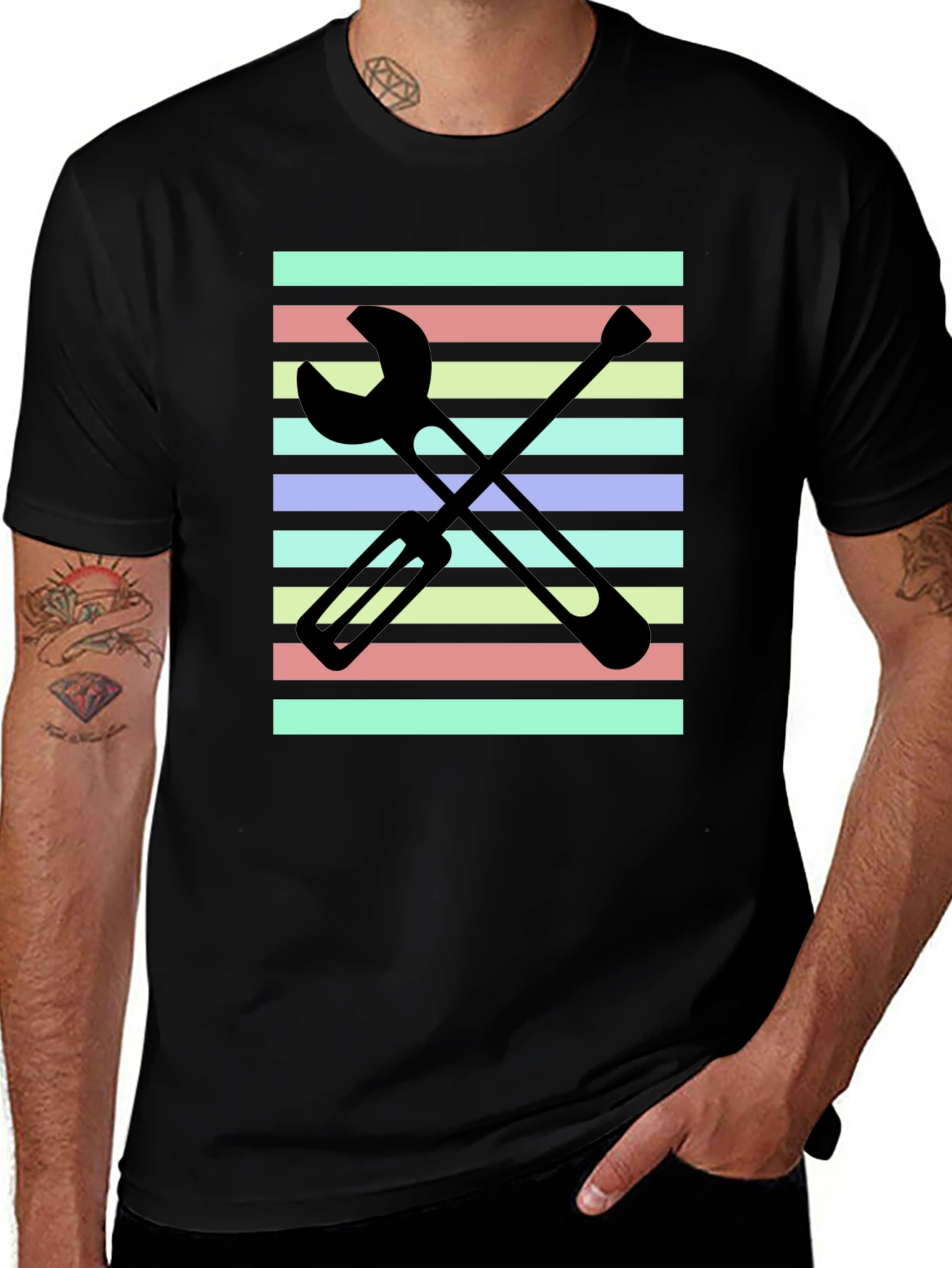 Striped Tools Graphic Tee