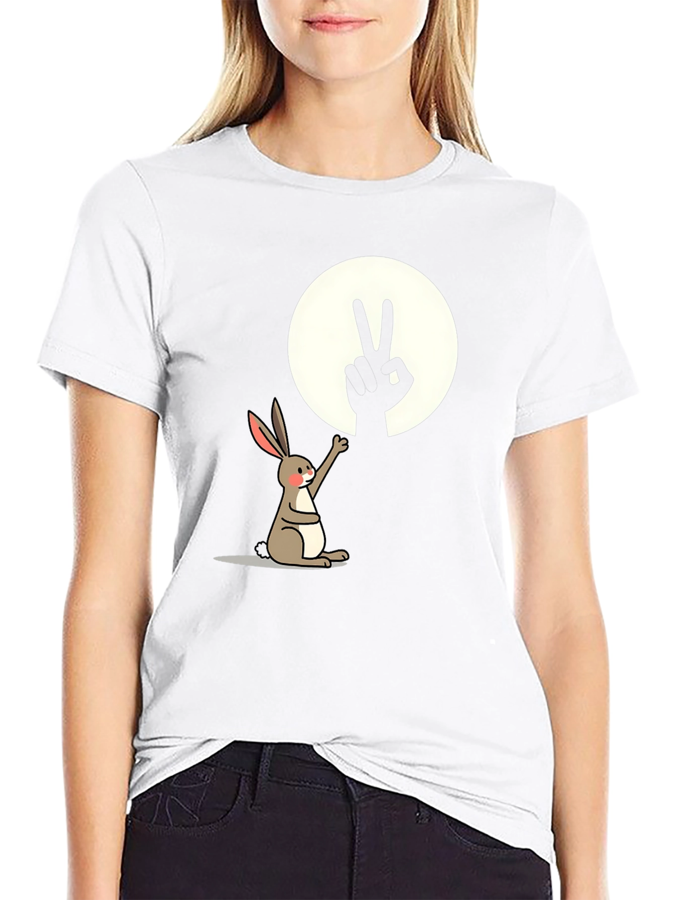 Peace Rabbit T-Shirt - Cute Animal Graphic Tee