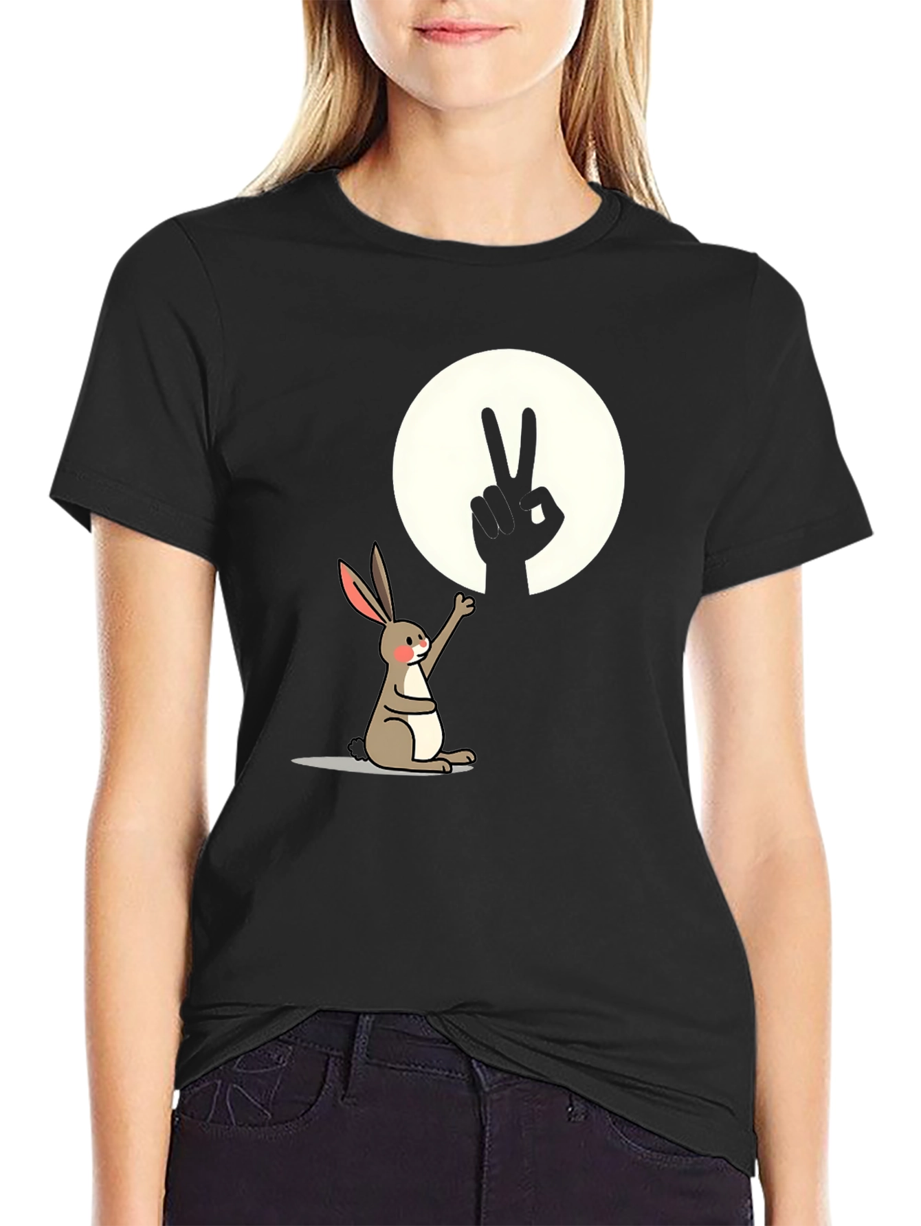 Peace Rabbit T-Shirt - Cute Animal Graphic Tee