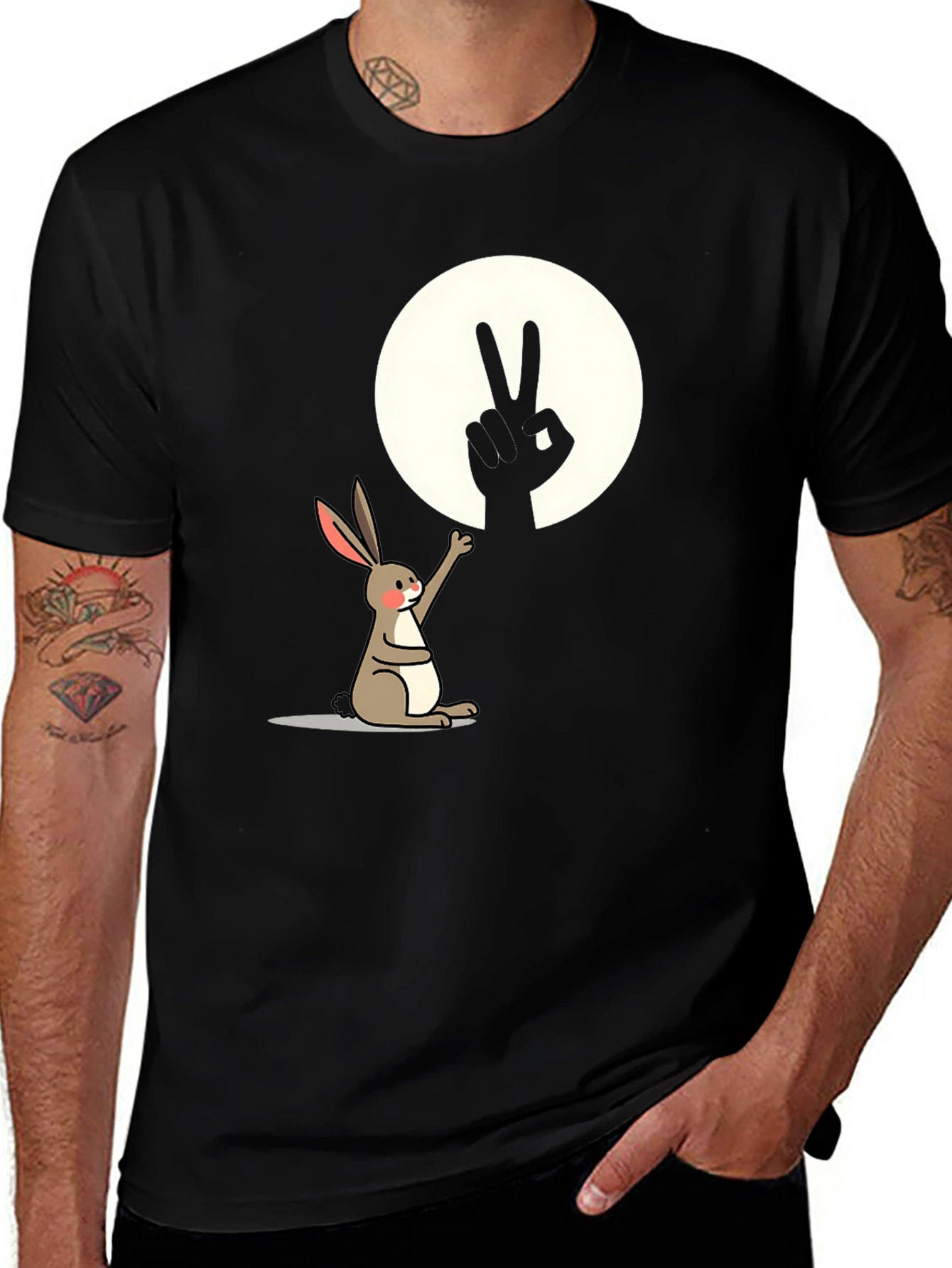 Peace Rabbit T-Shirt - Cute Animal Graphic Tee