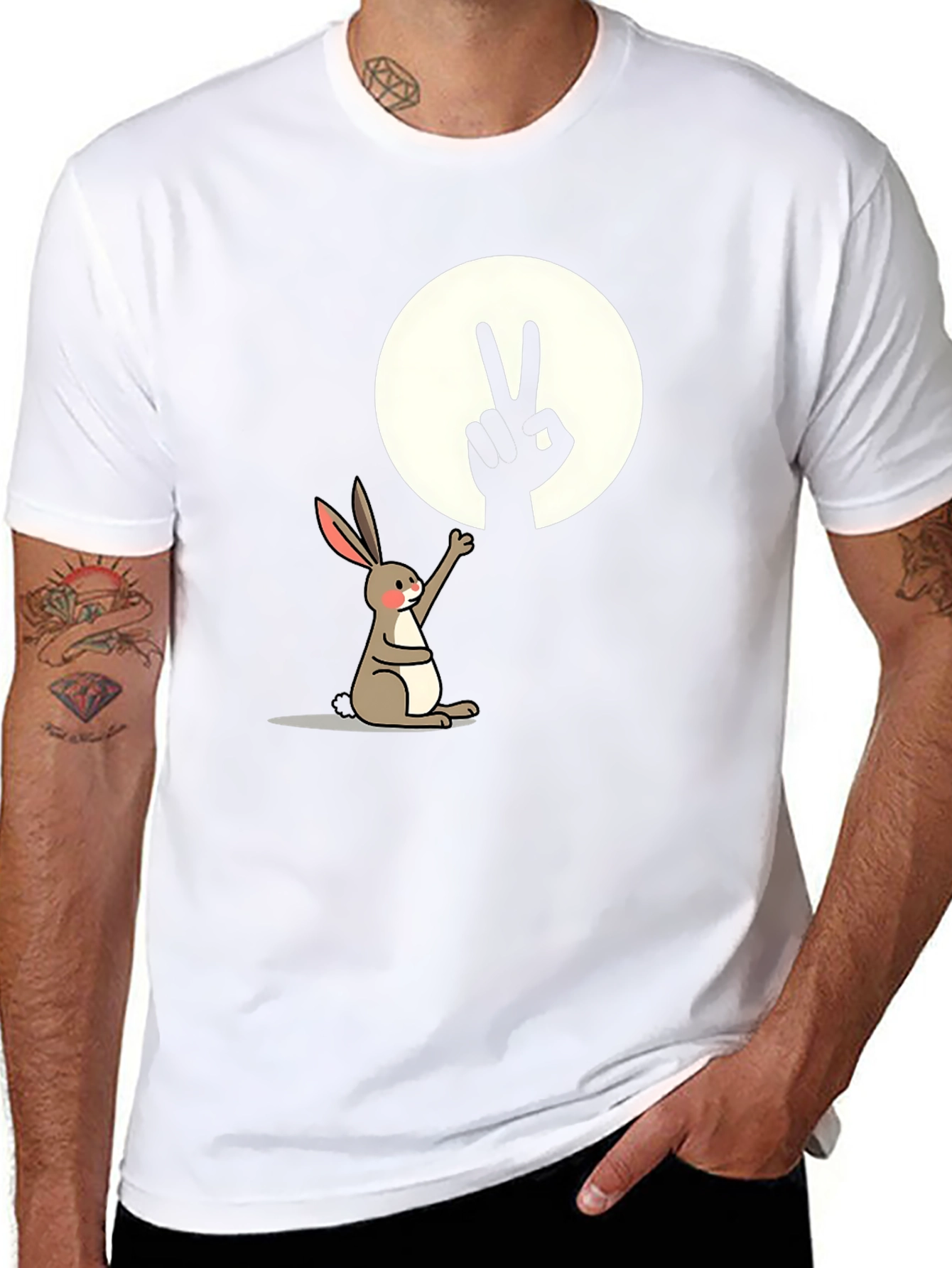 Peace Rabbit T-Shirt - Cute Animal Graphic Tee