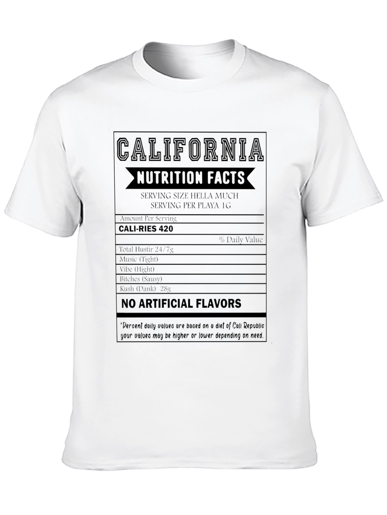 California Nutrition Facts Black T-Shirt