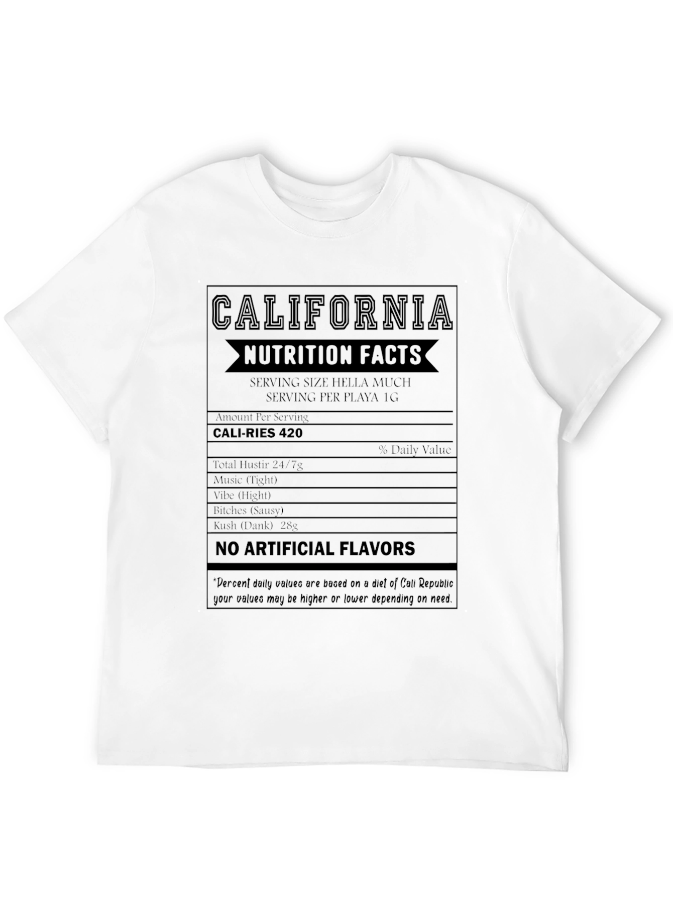 California Nutrition Facts Black T-Shirt