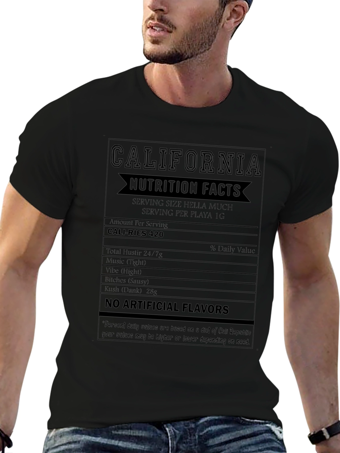 California Nutrition Facts Black T-Shirt