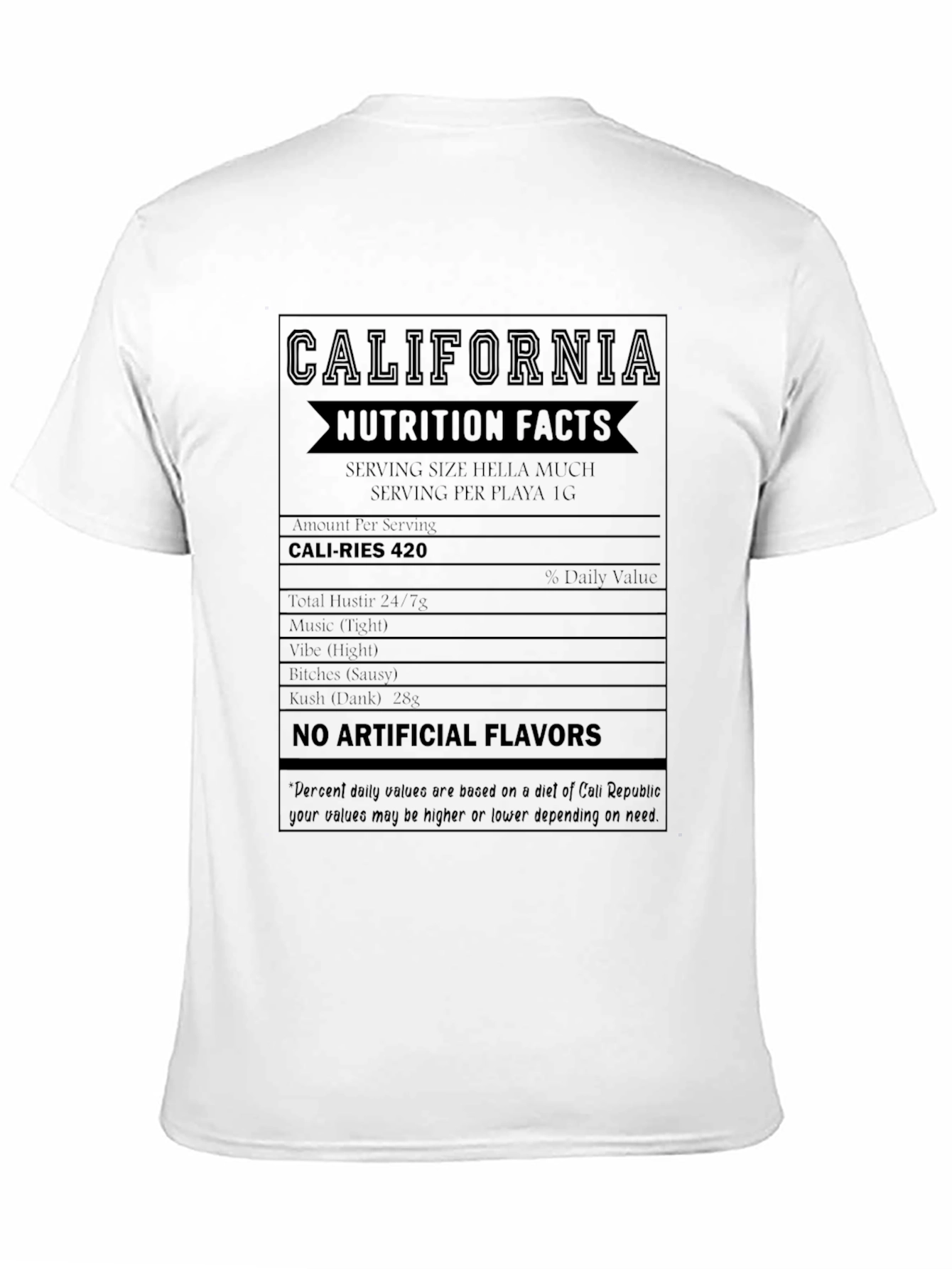 California Nutrition Facts Black T-Shirt