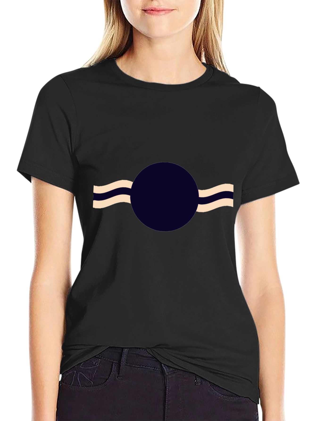 Abstract Circle Wave Black T-Shirt