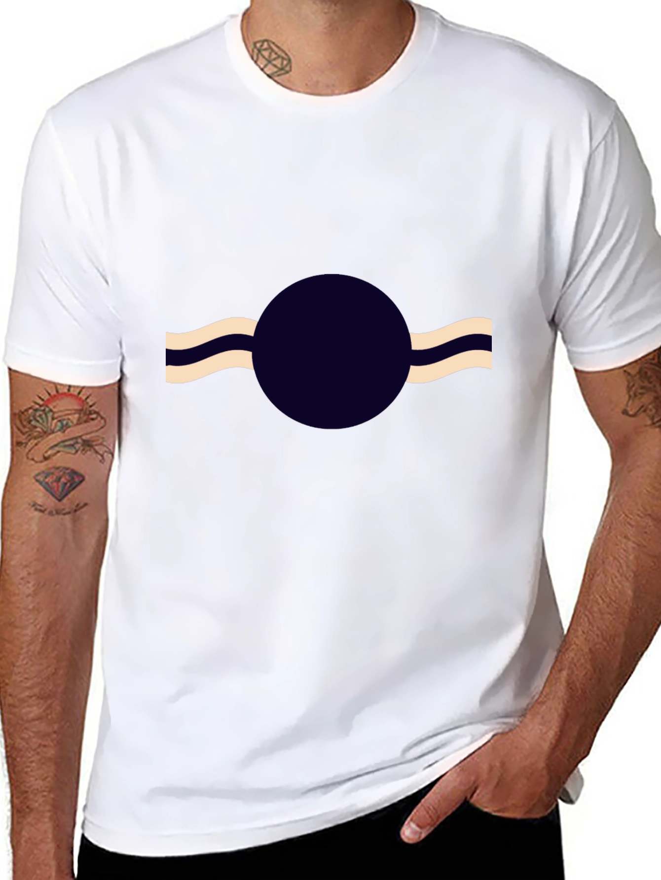Abstract Circle Wave Black T-Shirt