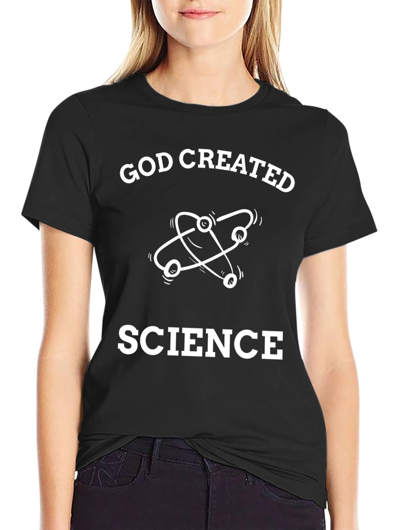 God Created Science T-Shirt Black Cotton Tee