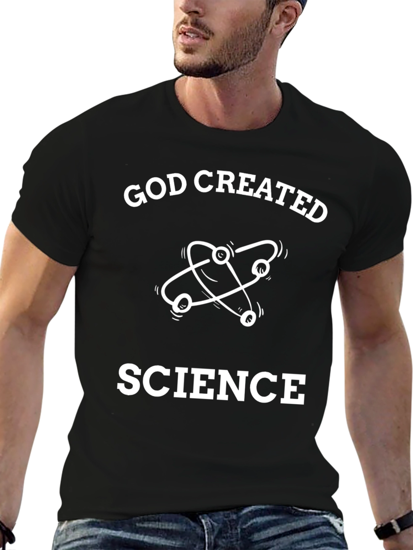 God Created Science T-Shirt Black Cotton Tee