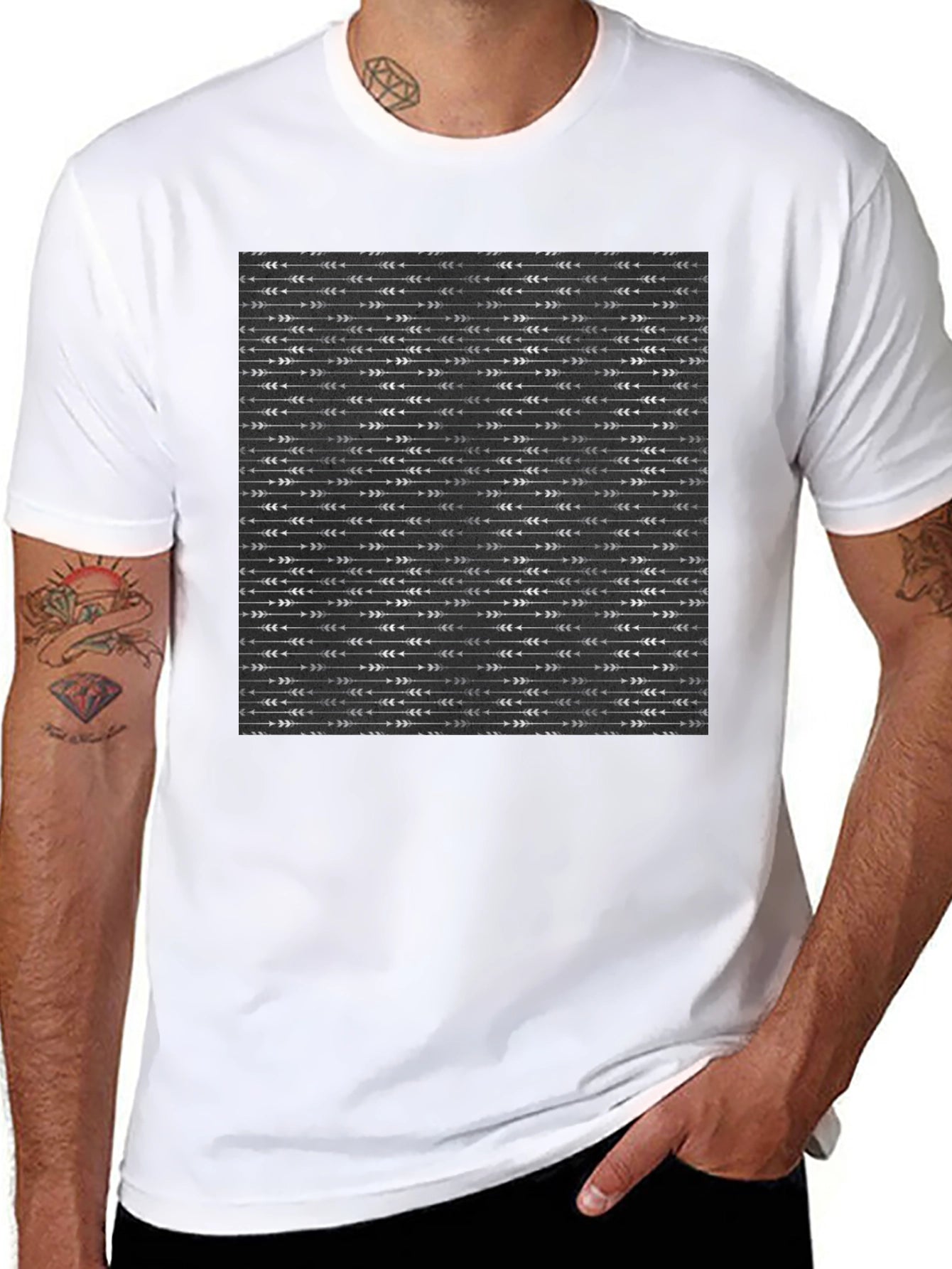 Arrow Pattern Black T-Shirt