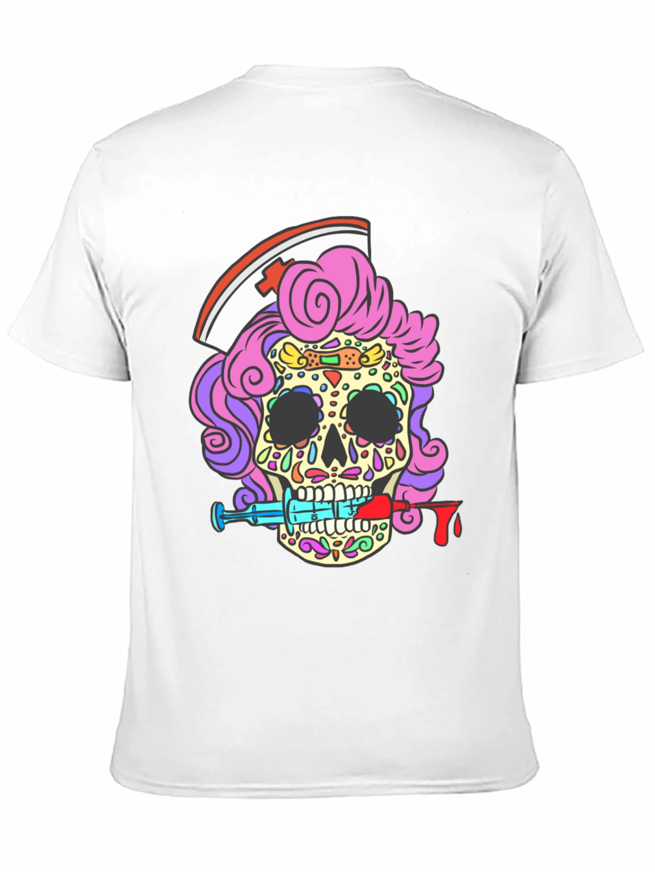 Nurse Skull T-Shirt - Dia de los Muertos Style