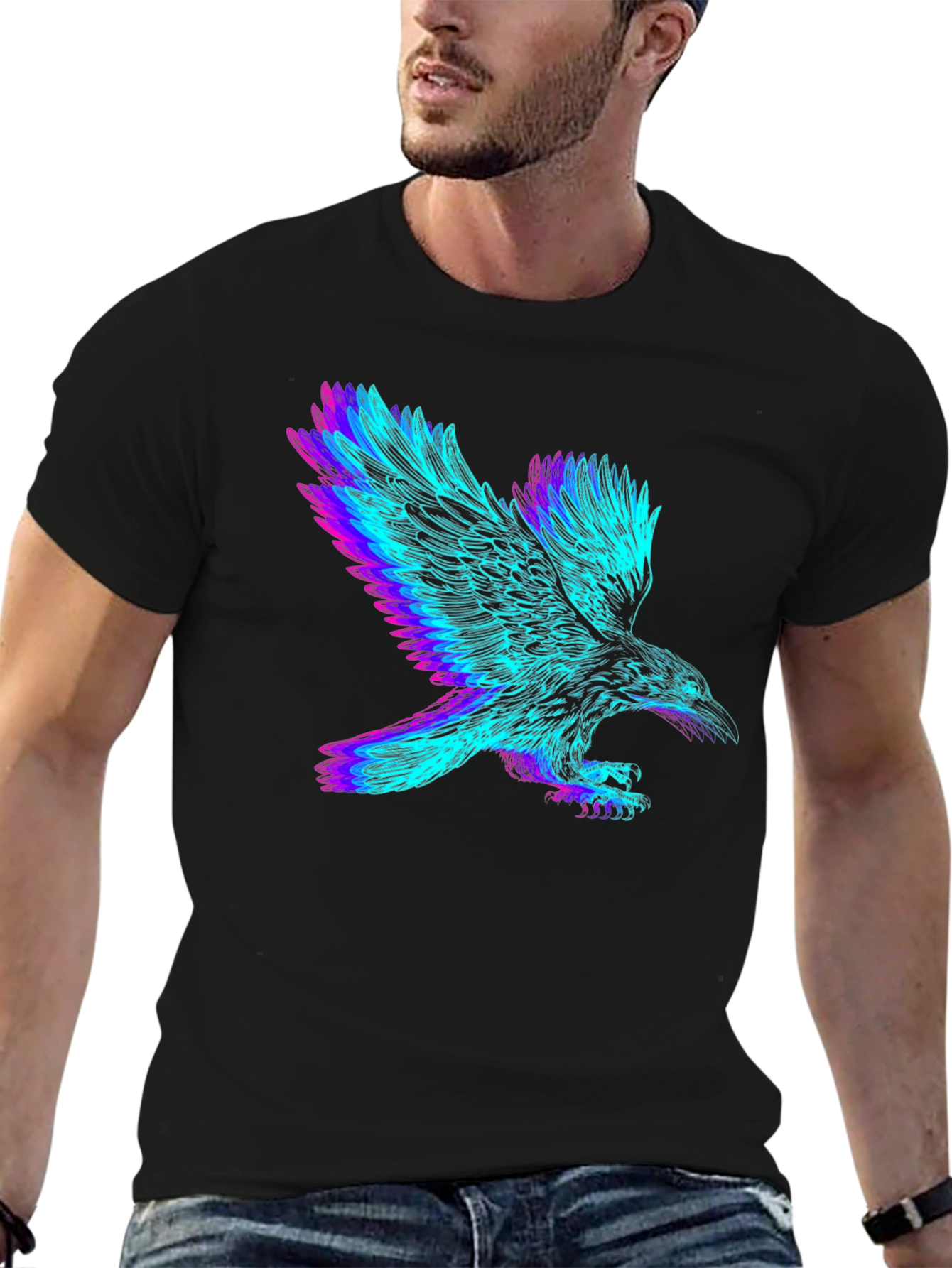 Raven Graphic Black T-Shirt - Unique Design