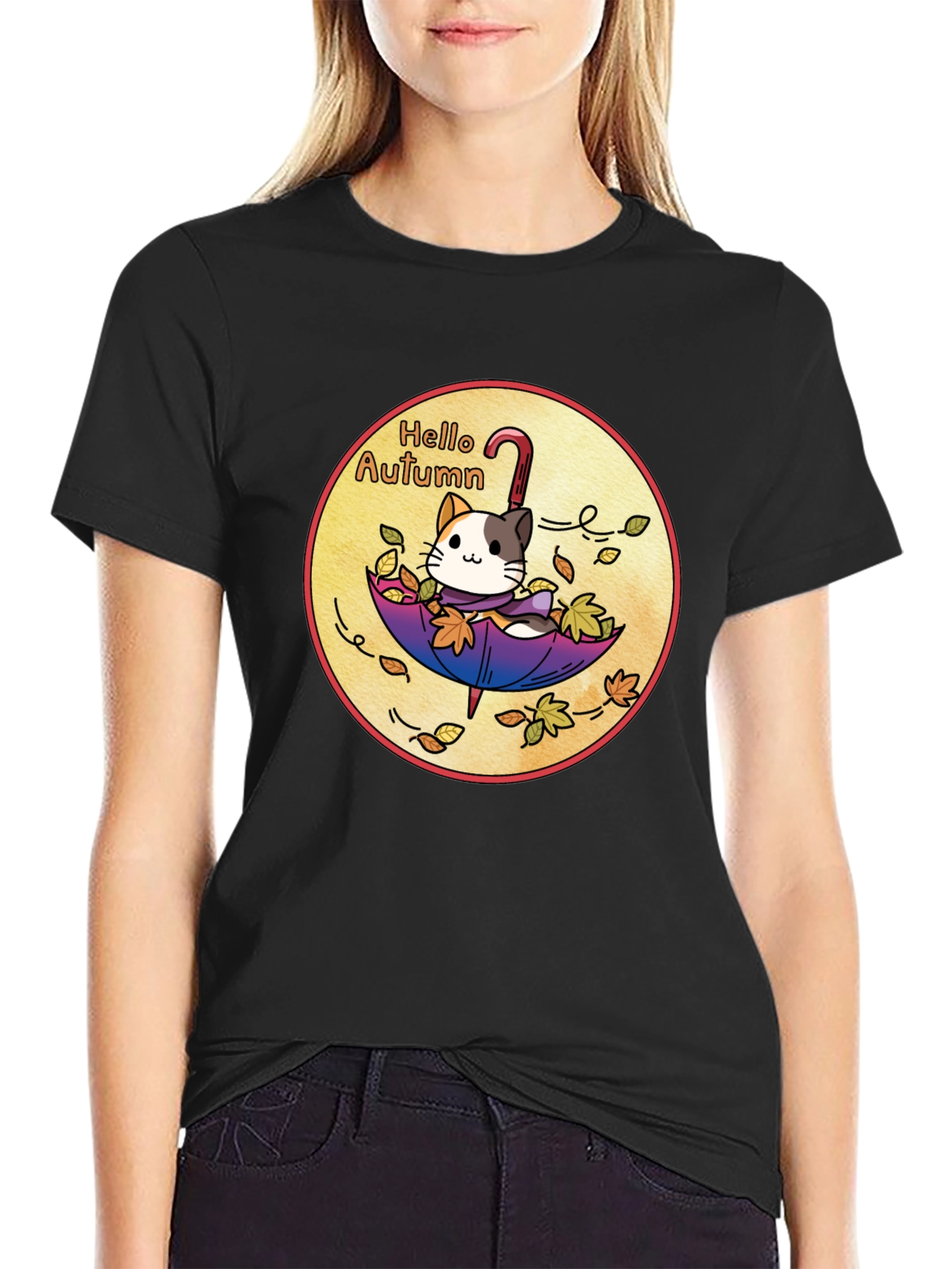 Hello Autumn Cat T-Shirt - Unique Fall Design