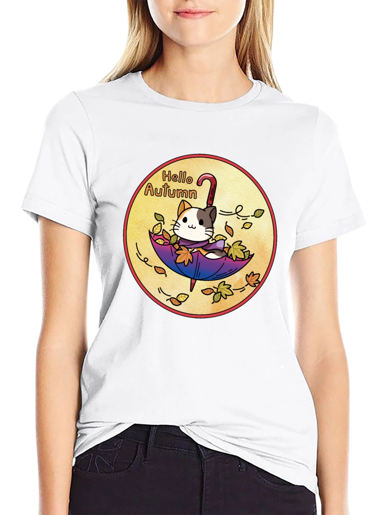 Hello Autumn Cat T-Shirt - Unique Fall Design