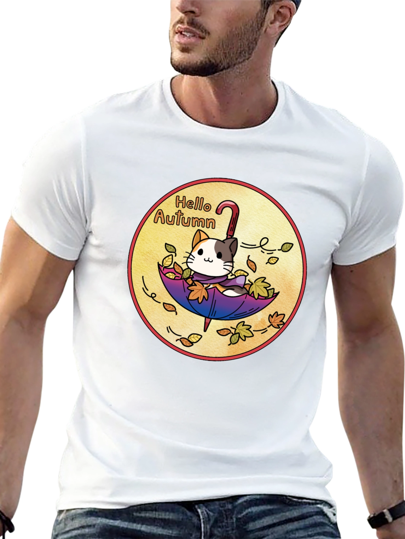 Hello Autumn Cat T-Shirt - Unique Fall Design