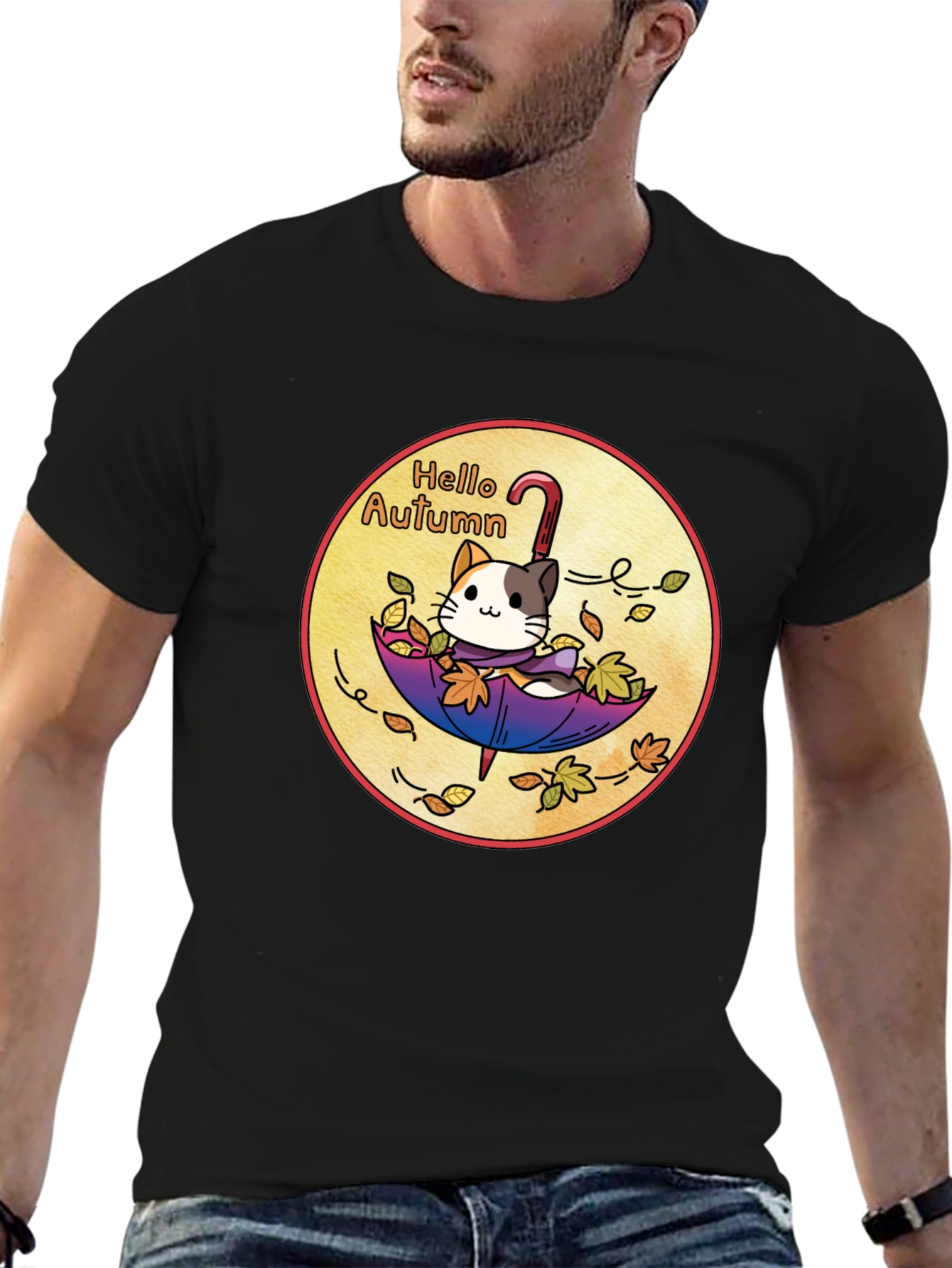 Hello Autumn Cat T-Shirt - Unique Fall Design