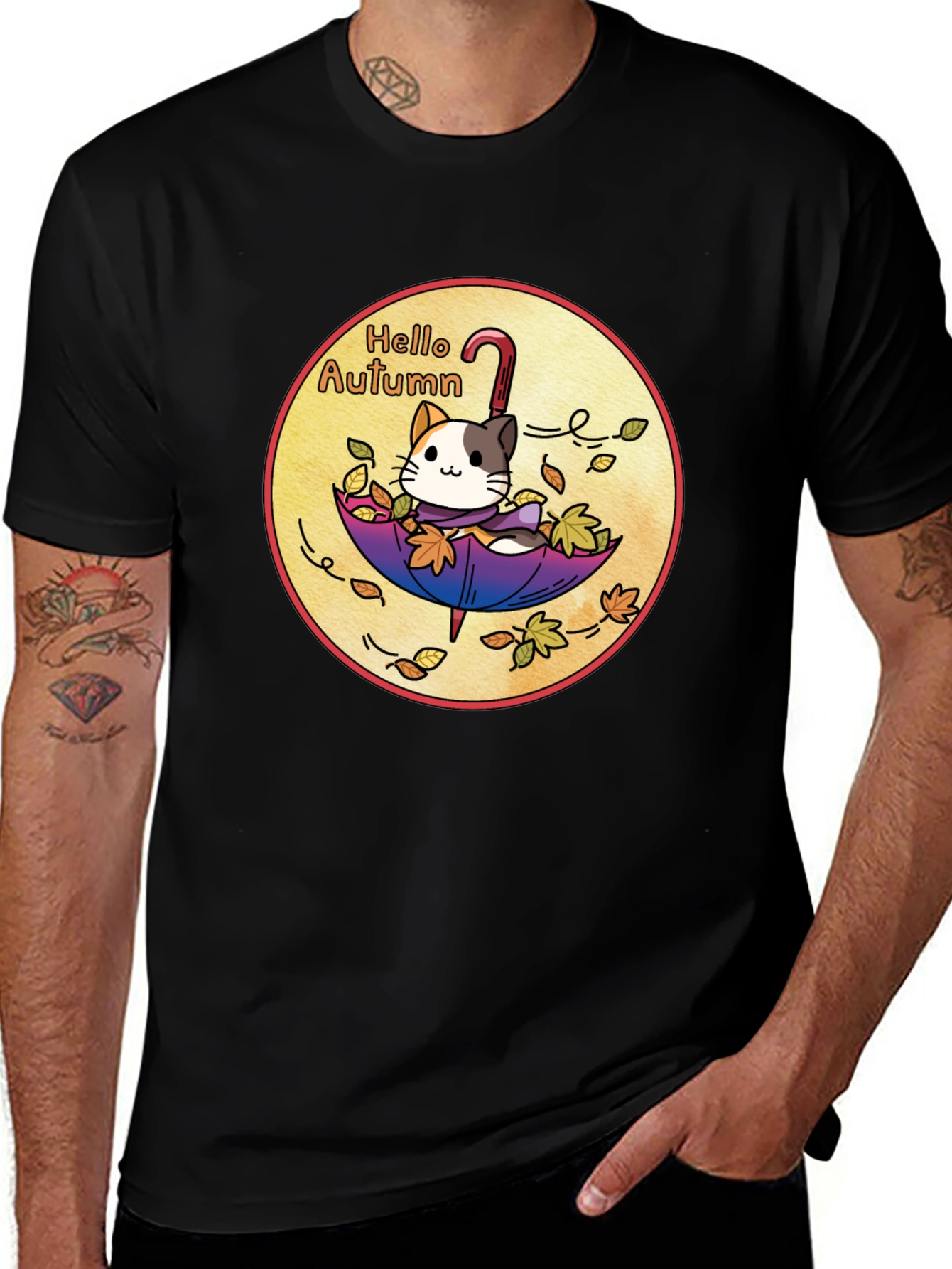 Hello Autumn Cat T-Shirt - Unique Fall Design