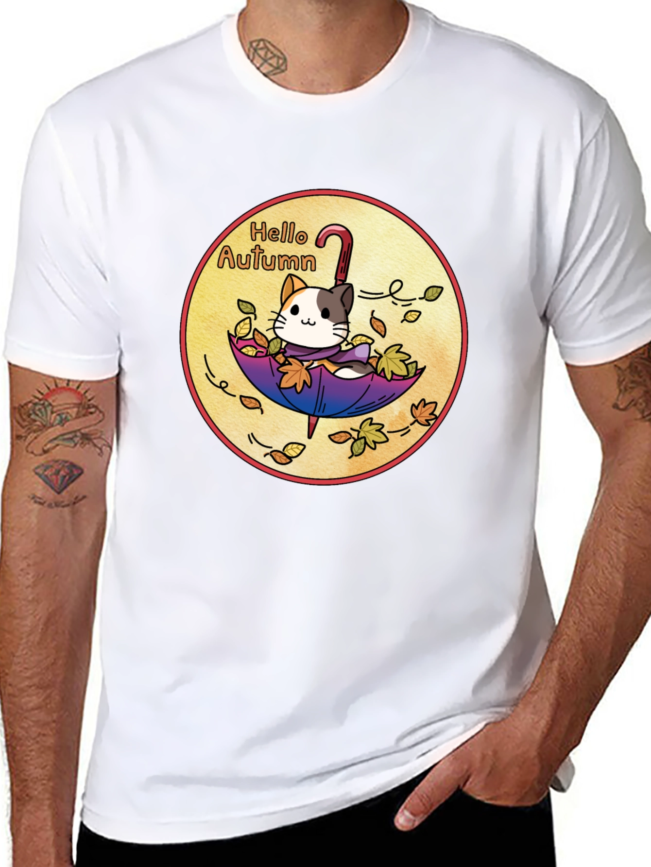 Hello Autumn Cat T-Shirt - Unique Fall Design