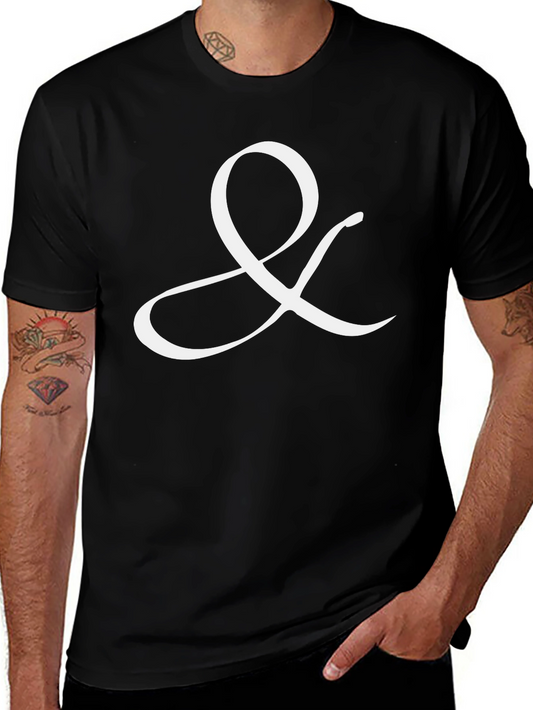 Black T-Shirt with White Ampersand Print