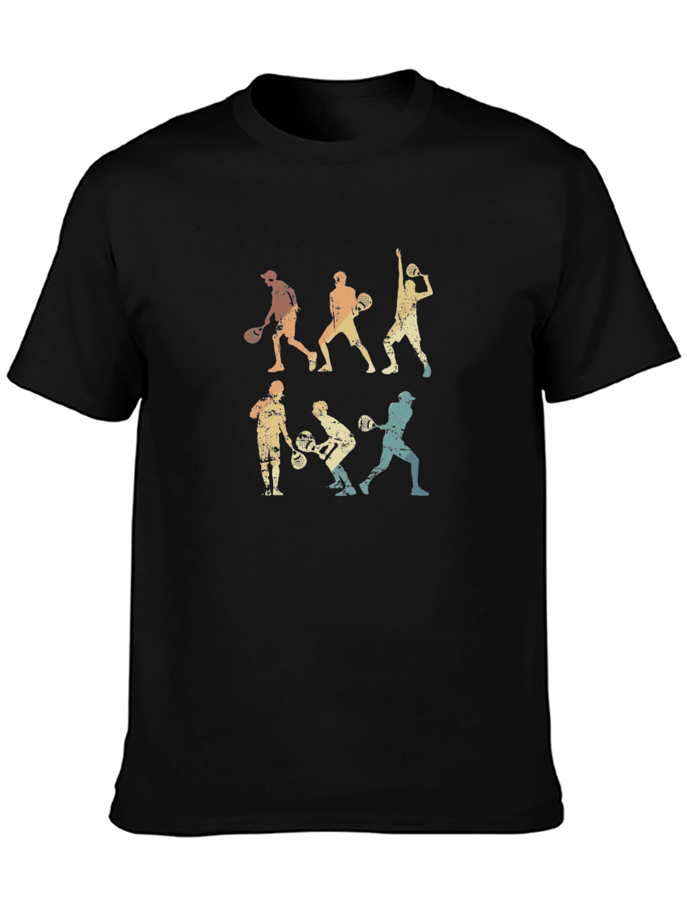 Retro Tennis Player Black T-Shirt