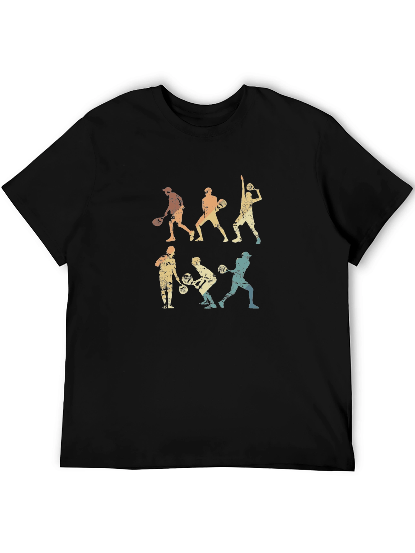 Retro Tennis Player Black T-Shirt