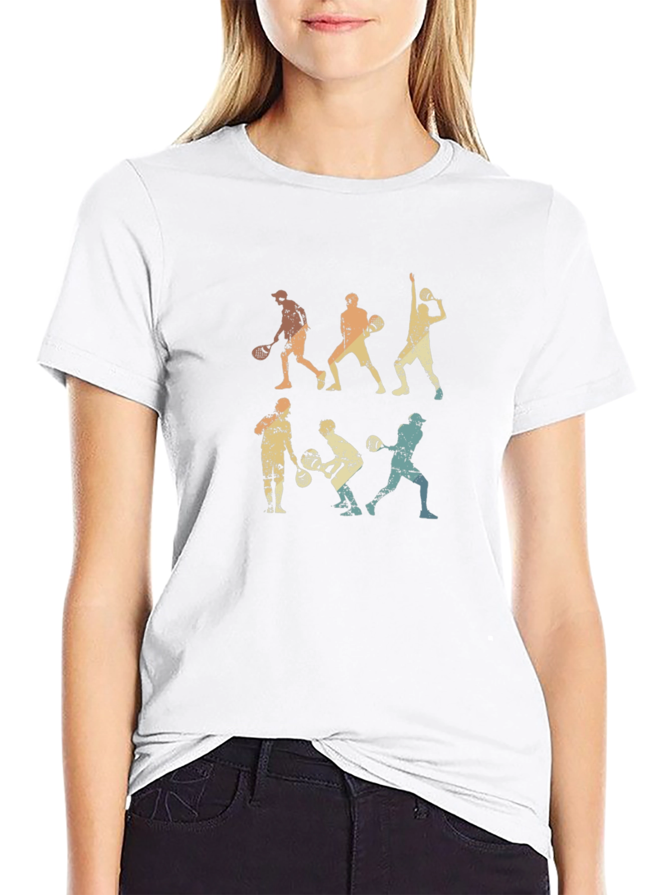 Retro Tennis Player Black T-Shirt